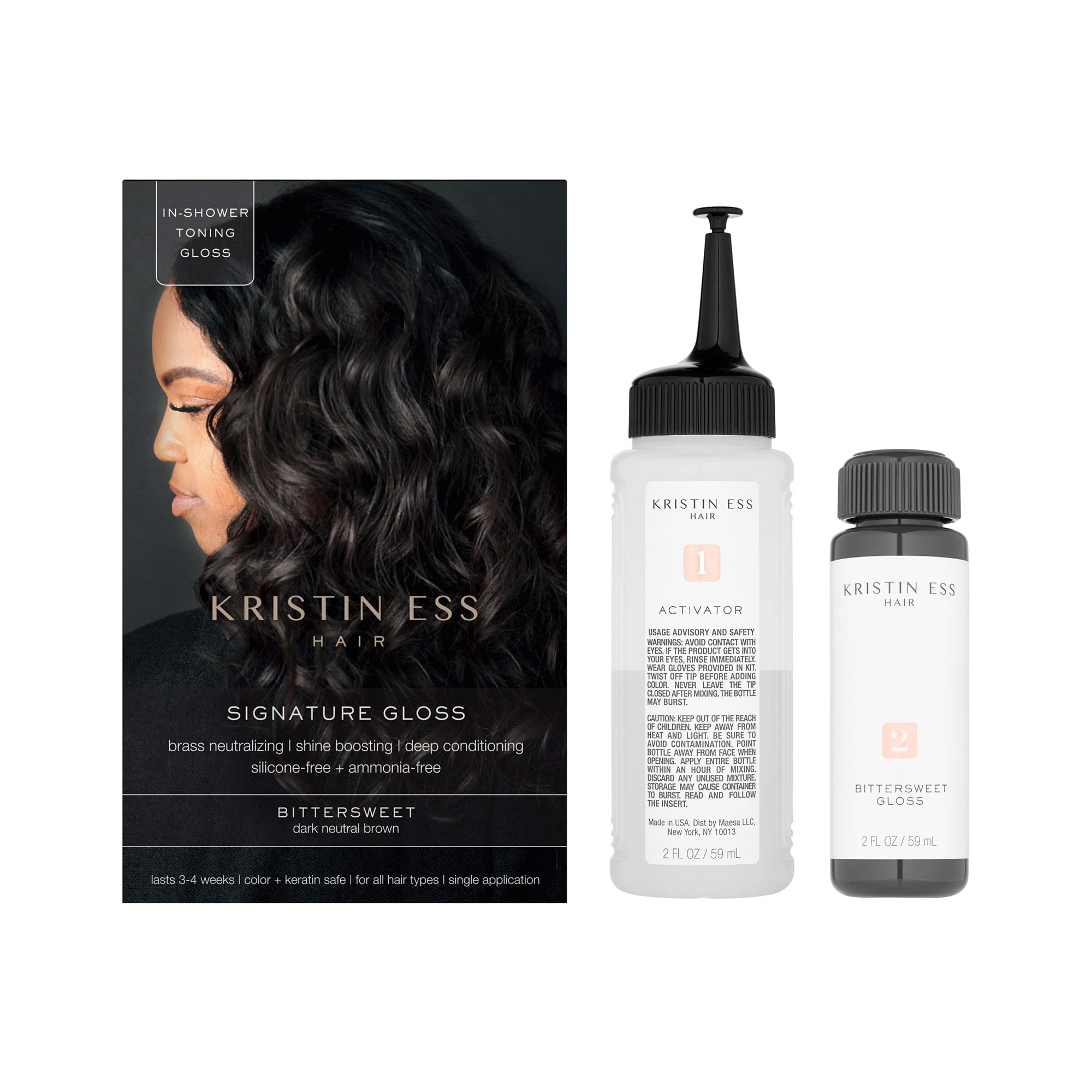 Kristin Ess Hair Bittersweet Dark Brown Hair Dye Hair Gloss  Anti Brass + Shine Boosting + Deep Conditioning Treatment for Wome
