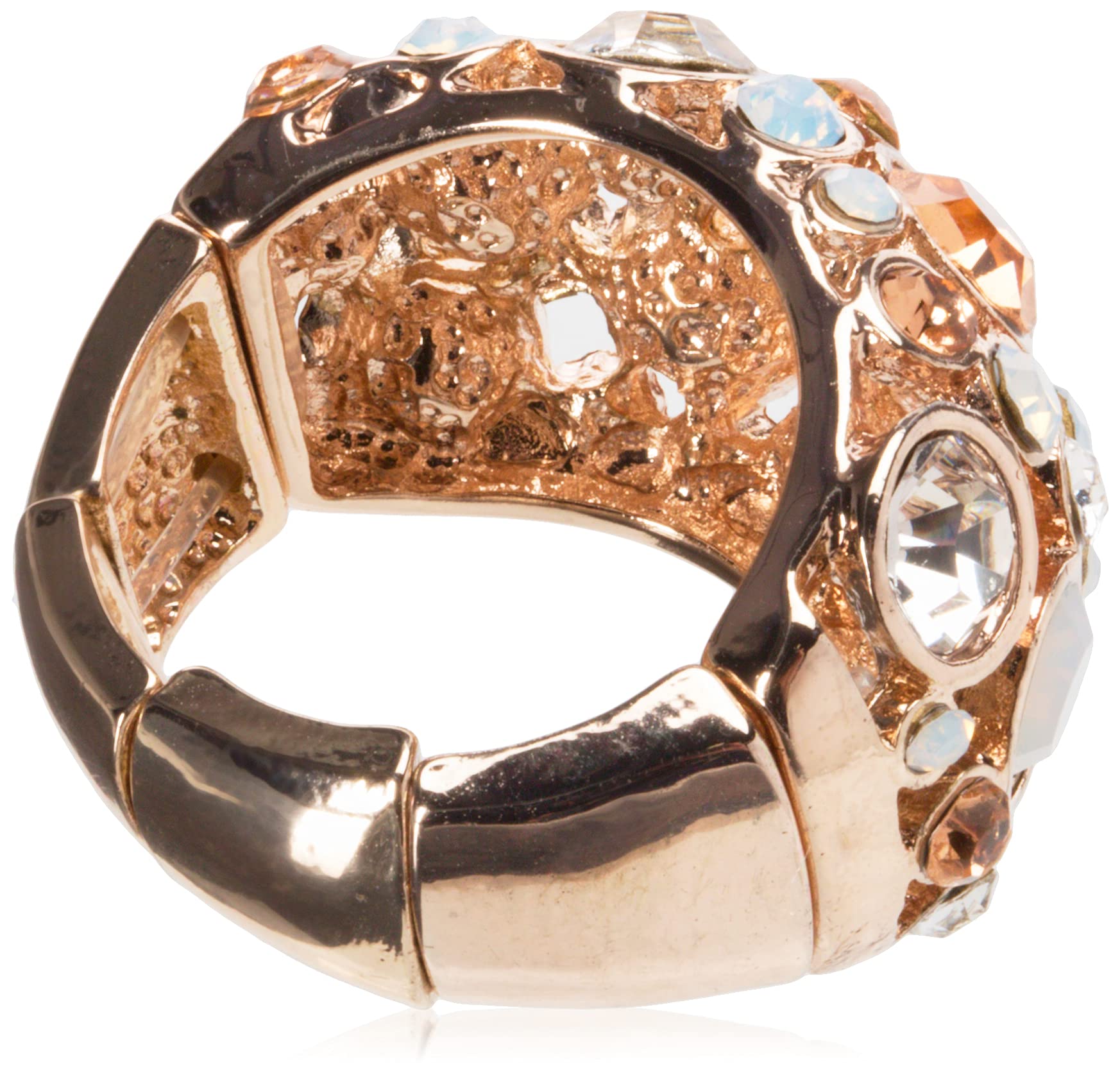 GUESS Basic Rose Gold Domed Multi-Stone Adjustable Ring, Size 7-9