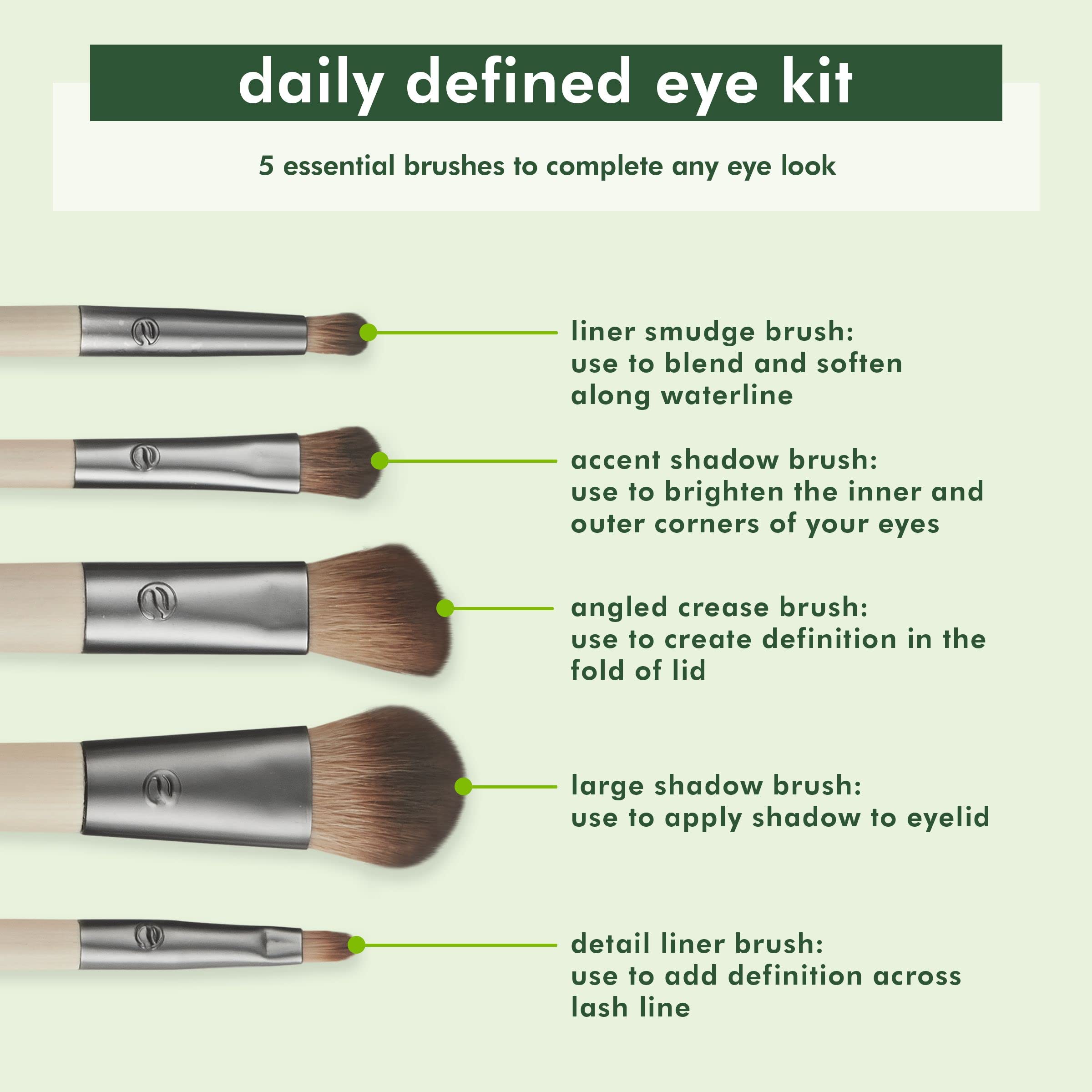 Ecotools Daily Defined Eye Makeup Brush Kit, Travel Friendly, Versatile Eye Makeup Looks, Convenient Makeup Tools On-The-Go, For
