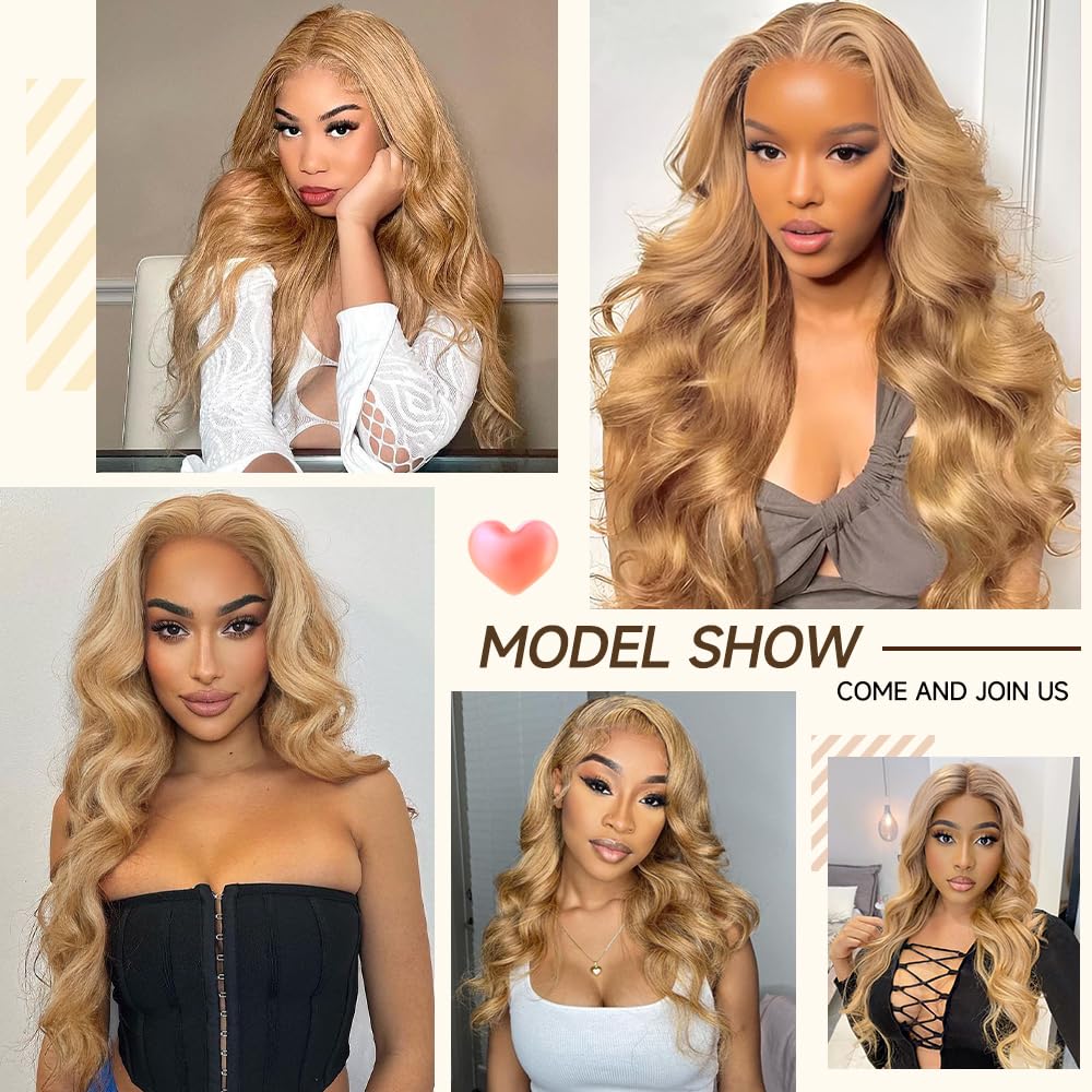 Plaaset Honey Blonde Wig Human Hair 13X4 Honey Blonde Hd Lace Front Wig Human Hair Colored Body Wave Blonde Lace Front Wigs Huma