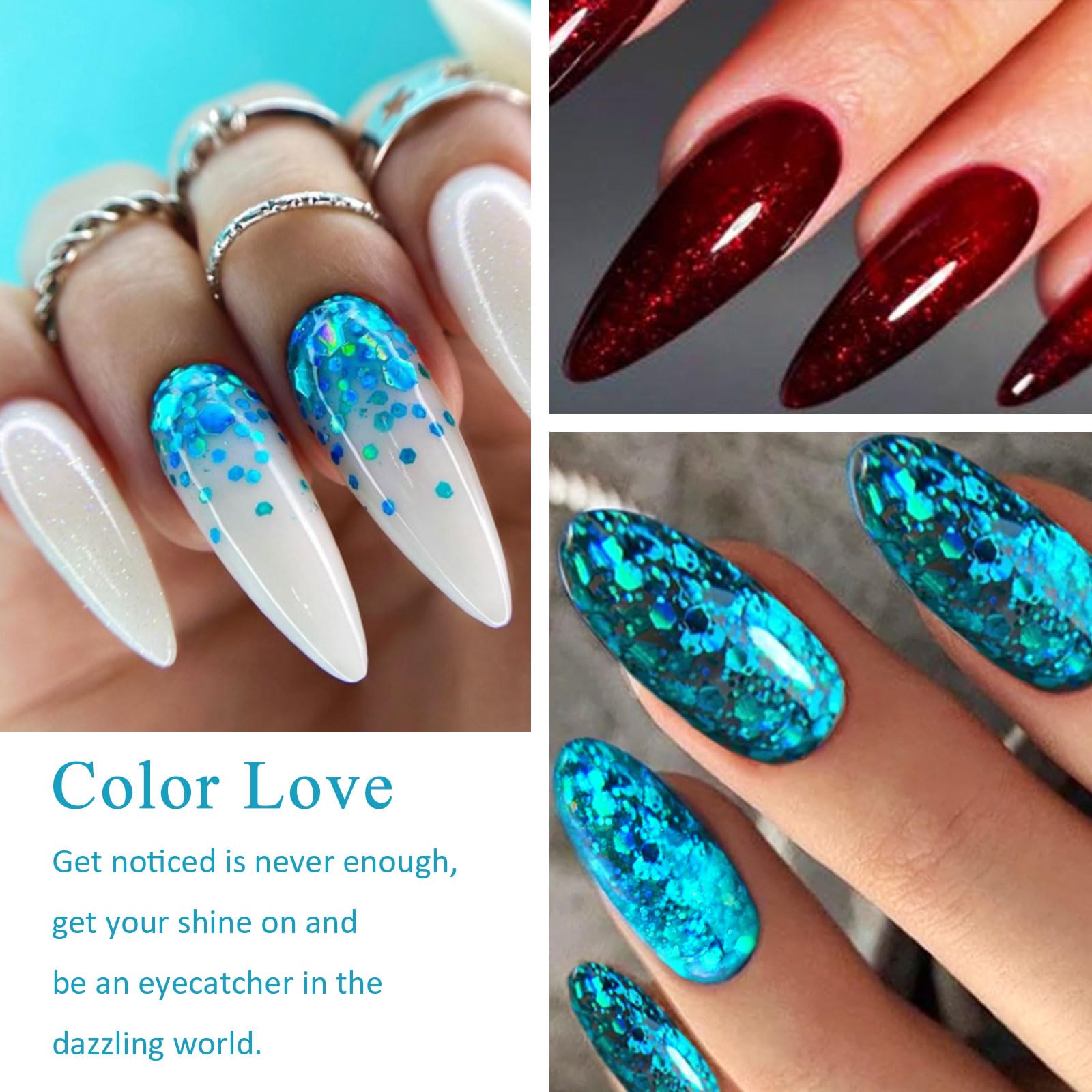 Meet Across Gel Nail Polish Set, 8Pcs Glitter Gel Nail Polish Kit, Soak Off Uv/Led Nail Polish Nail Art Design Salon Home Gifts