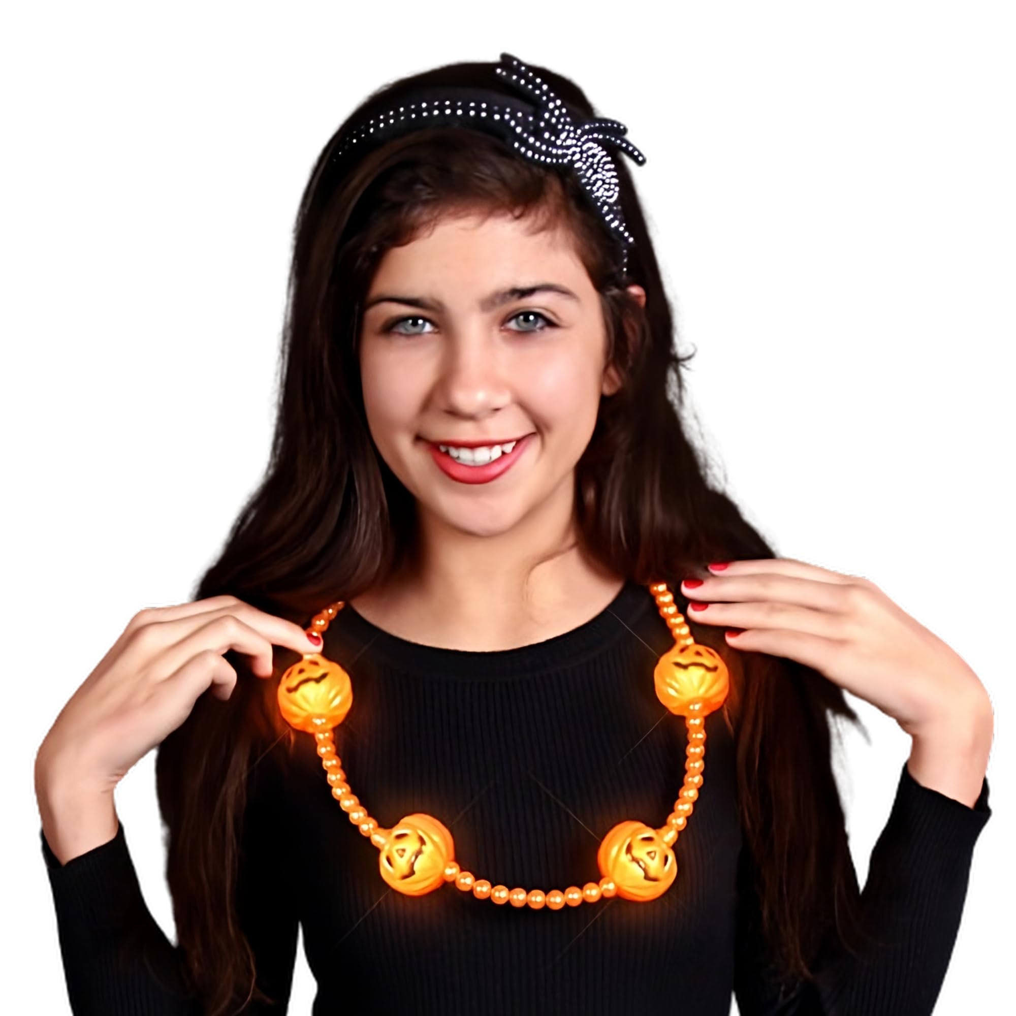 blinkee LED Beads and Pumpkins Necklace LED LED Halloween Costume for Trick or Treating and Night Time Safely