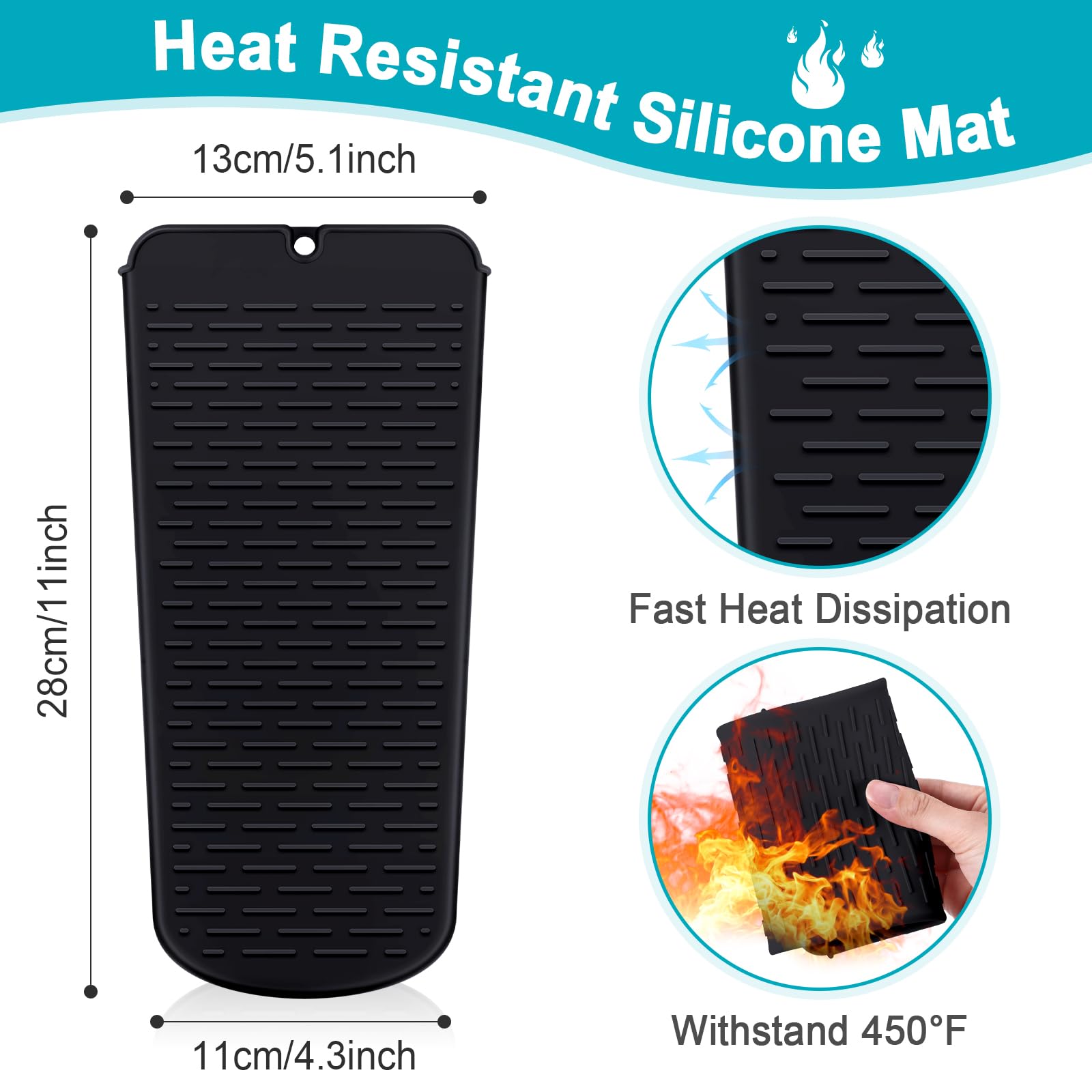 Shappy 2 Pieces Flat Iron Holder Curling Iron Travel Case Heat Resistant Travel Bag Flat Iron Mat Silicone Mat for Hair Tools Cu