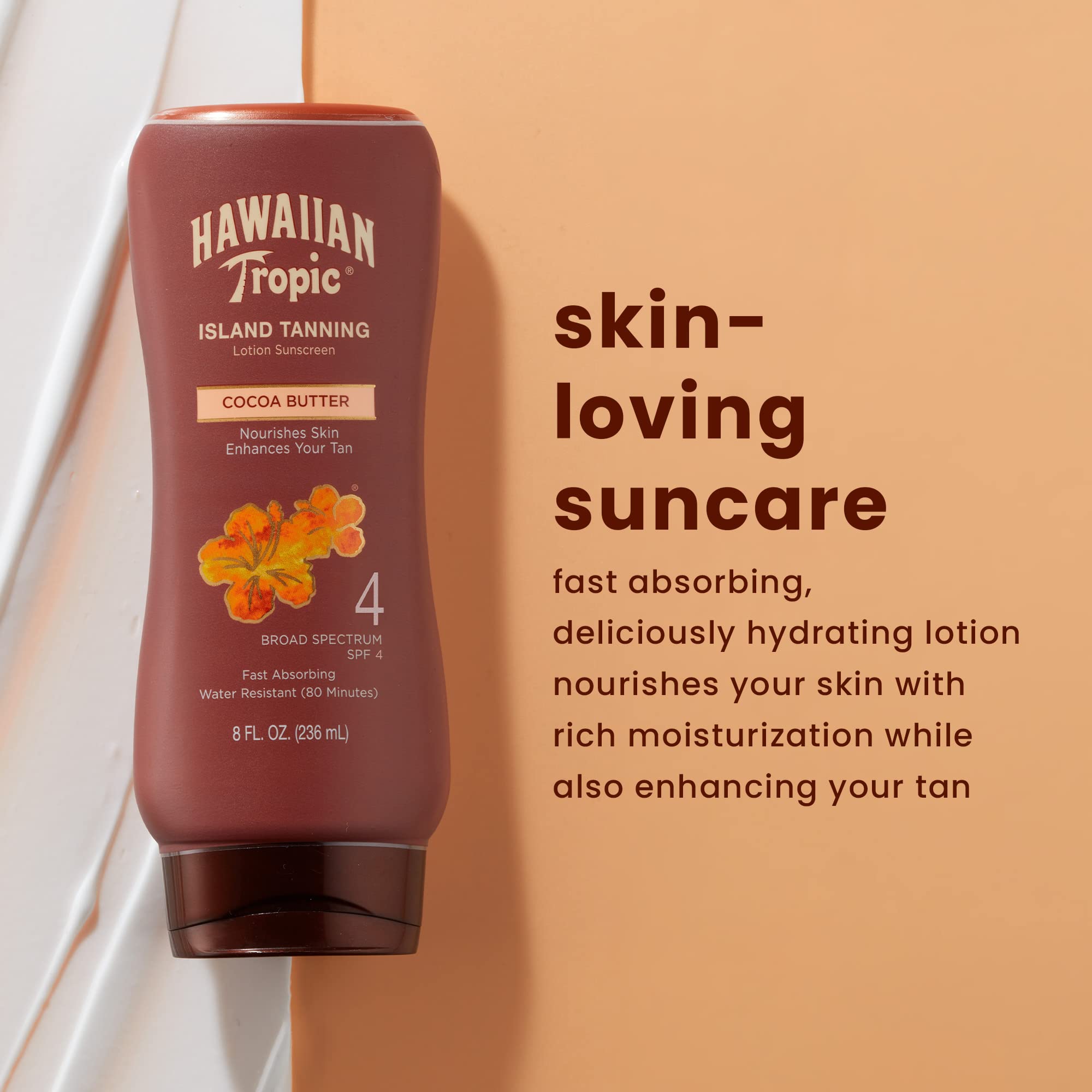 Hawaiian Tropic Island Tanning Lotion Sunscreen Spf 4, 8Oz | Outdoor Tanning Lotion With Spf, Spf 4 Sunscreen, Oxybenzone Free S