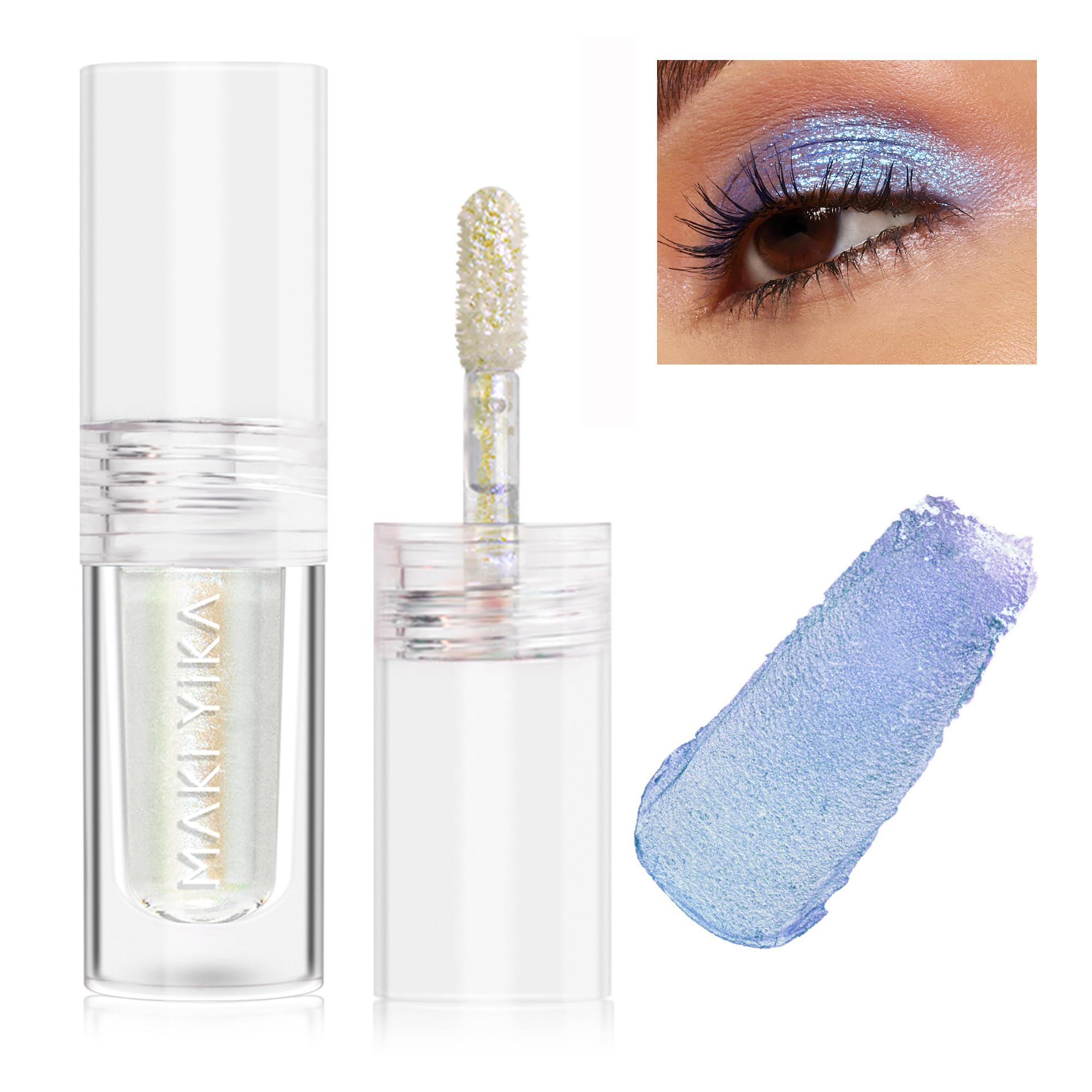 MAKI YIKA Glitter Eyeshadow Silver Liquid Multichrome Eyeshadows Long Lasting, Metallic Chameleon Eye Shadow Smudgeproof Hologra