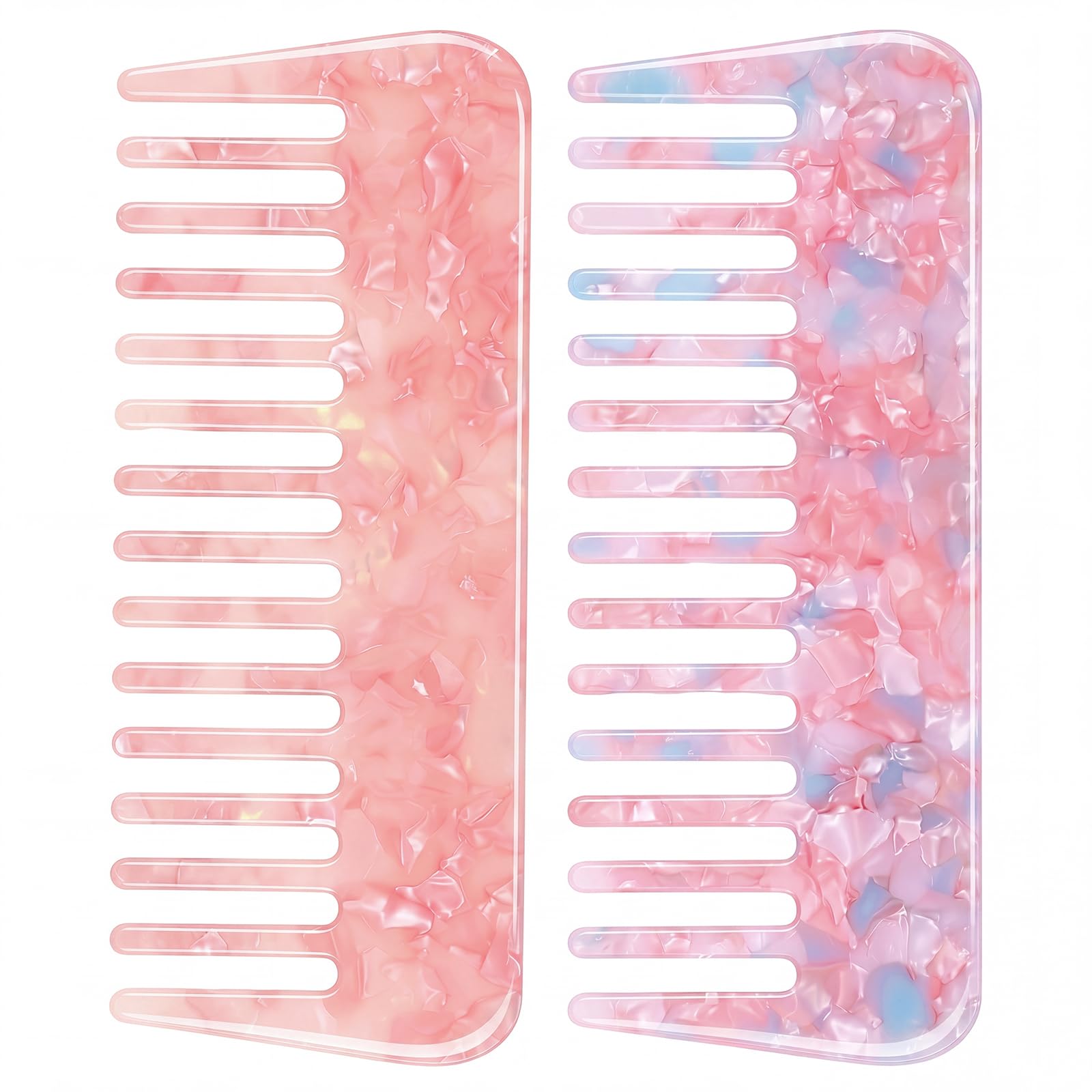 Large Detangling Comb for Curls & Thick Hair, Multi-colored Wide Tooth Hair Comb Wet or Dry Use Pocket Size for Travel Pink Gift