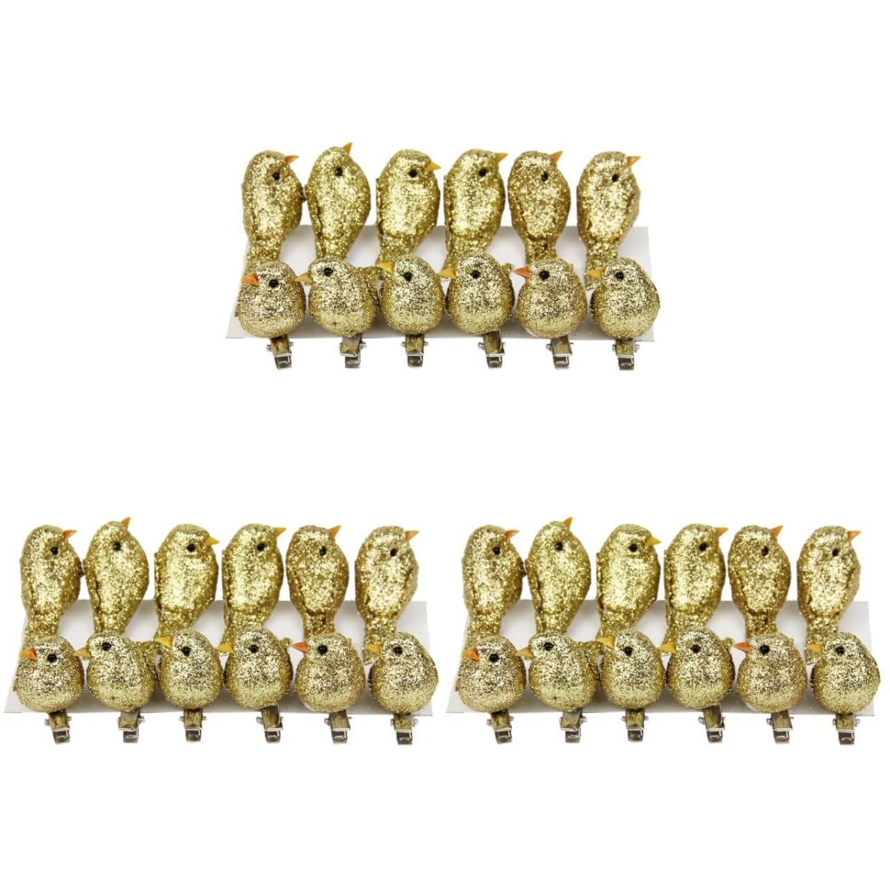 HOMSFOU 36 Pcs Glitter Bird Clip on Ornaments - Sequin Bird Ornaments for Women - Ladies Jewelry Hair Barrette - Birds Decor Hai