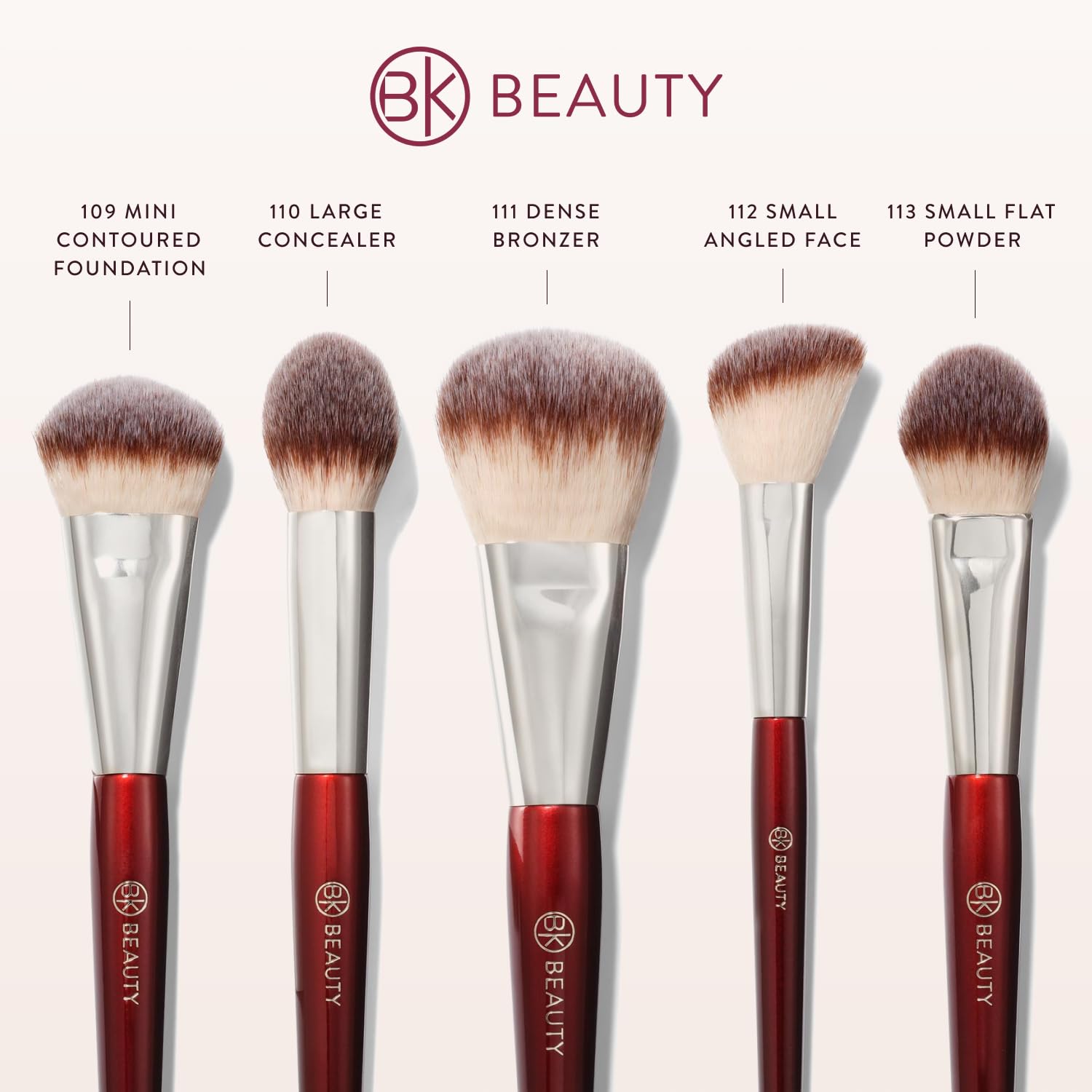 Bk Beauty - Core Line Extension Face Set (5Pc) - Professional Makeup Brush Set For Liquid, Cream & Powder | Premium Makeup Brush