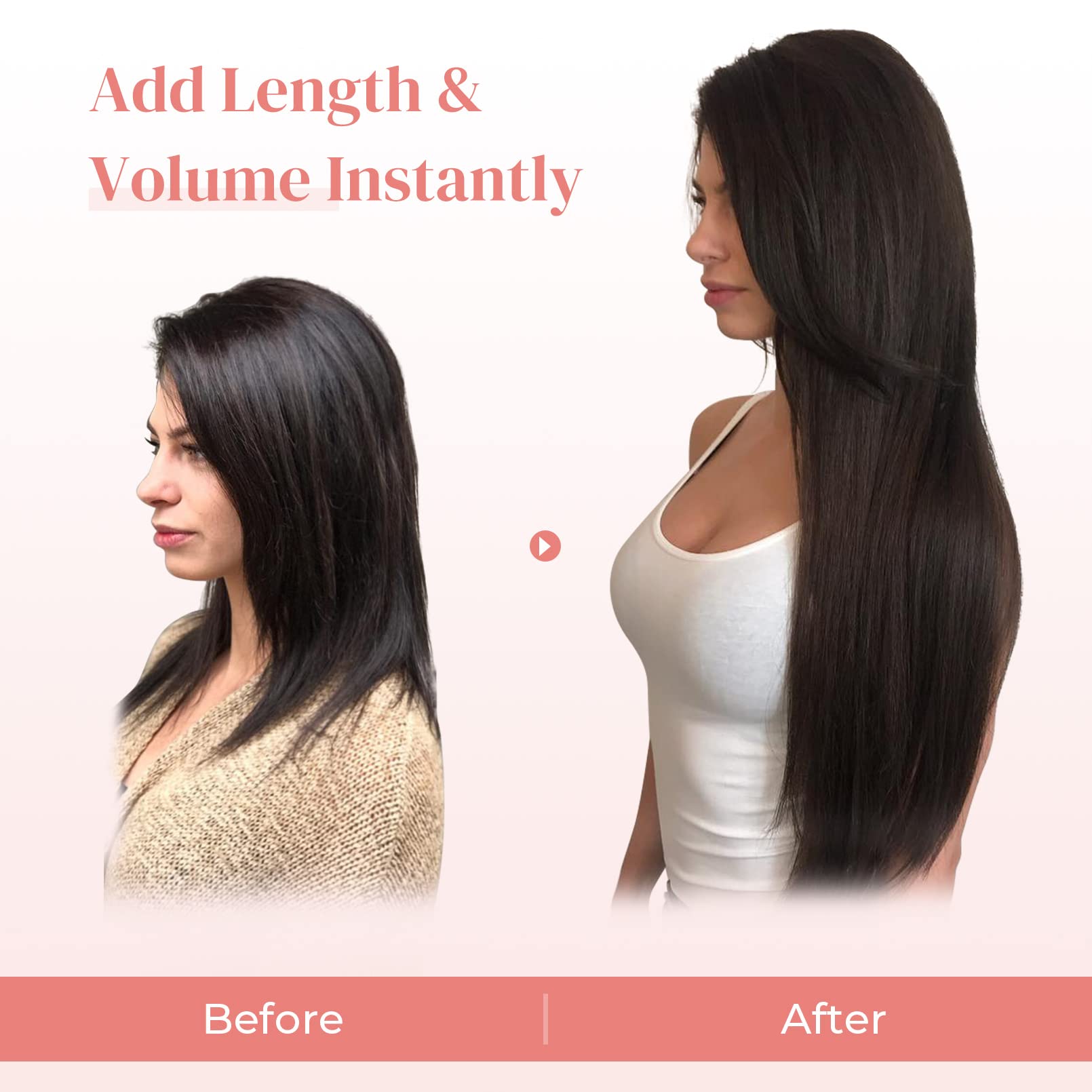 Lonai Clip In Hair Extensions, 6Pcs 24'' Long Black Brown With Highlight Straight Synthetic Clip On Hairpiece For Women Natural