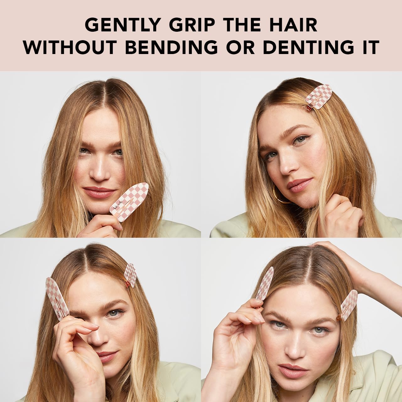 Kitsch Creaseless Hair Clips - Recycled Plastic Xl No Bend Hair Clips For Makeup | No Crease Hair Clips | Stylish Make Up Hair C