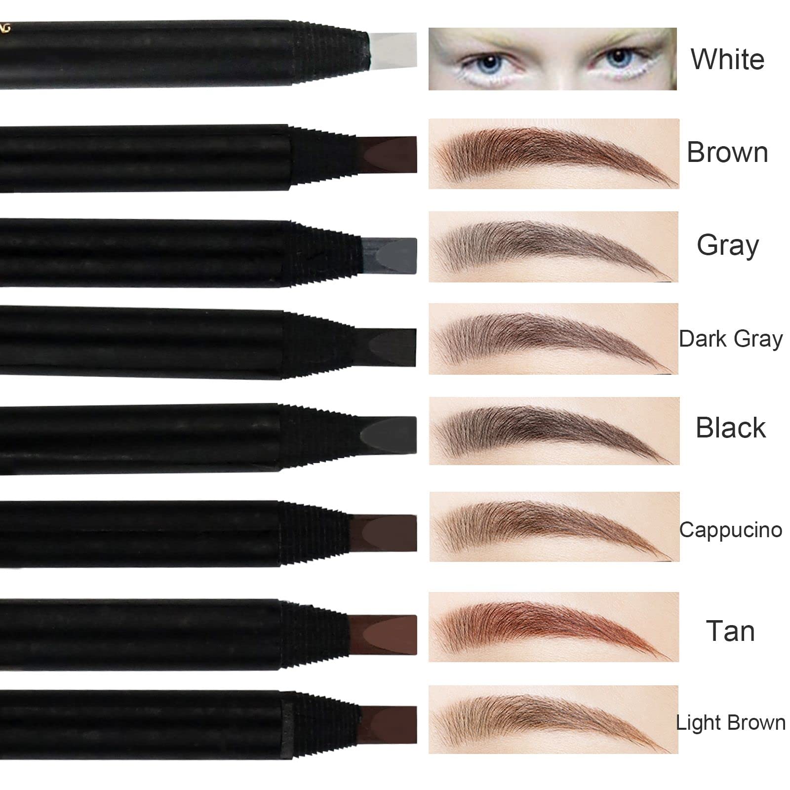 Guapa Microblading Eyebrows Pencil Waterproof Pull Cord Peel-Off Brow Pencil Set For Marking, Filling And Outlining, Tattoo Make