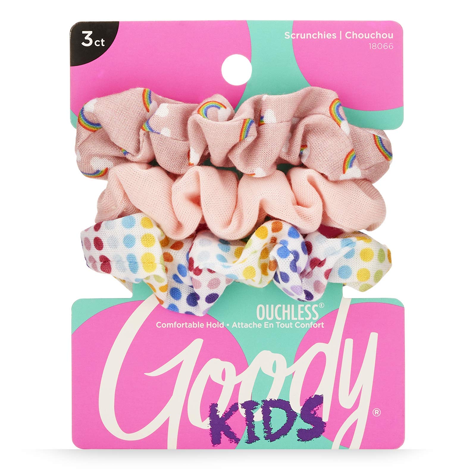 Goody Ouchless Hair Scrunchie - 3 Count, Rainbow & Peach- Help Keep Hairs In Place - Hair Accessories to Style With Ease and Kee
