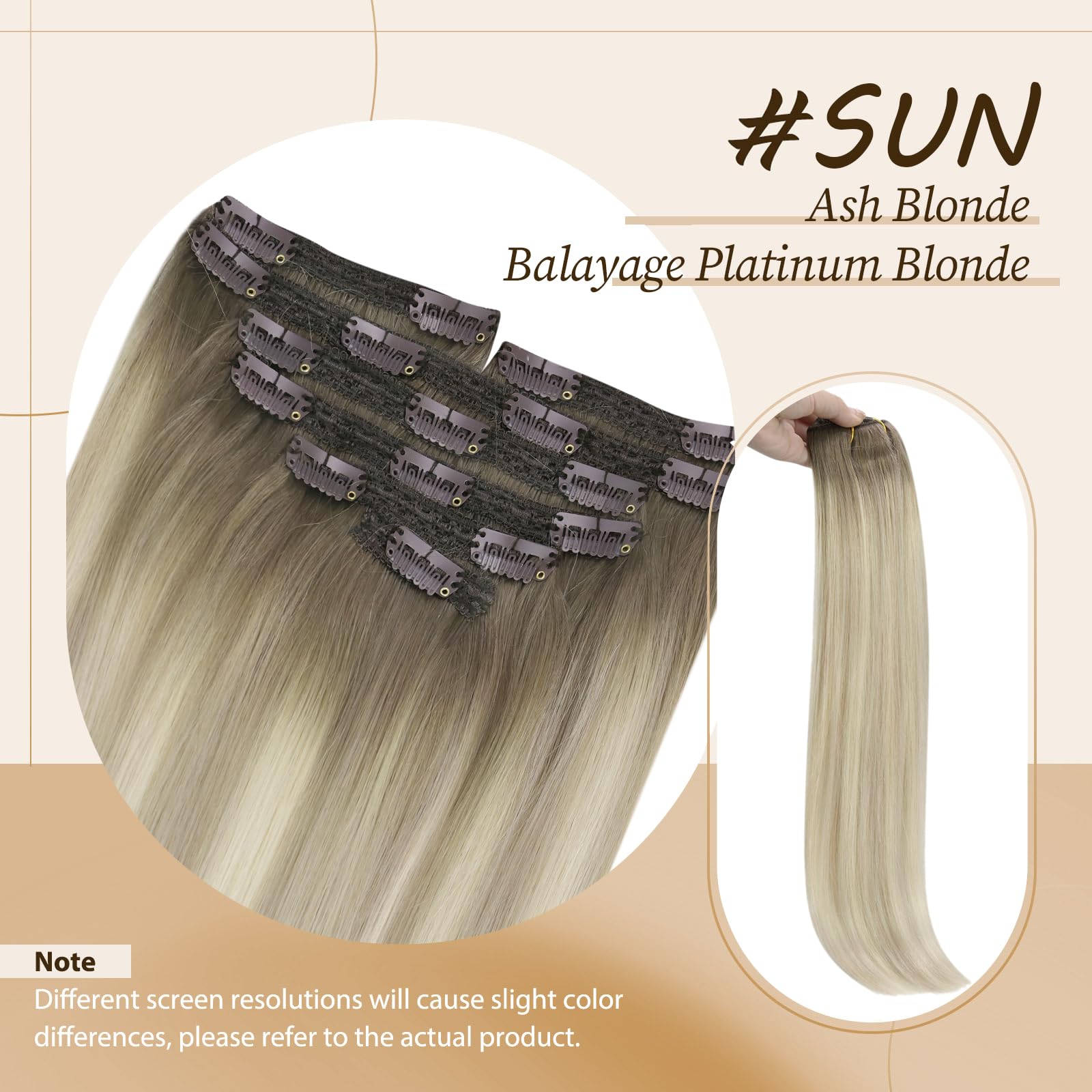Sunny Ombre clip in Hair Extensions Real Human Hair clip in Remy Hair Extensions Ash Blonde Ombre Sunkissed Blonde Remy clip in
