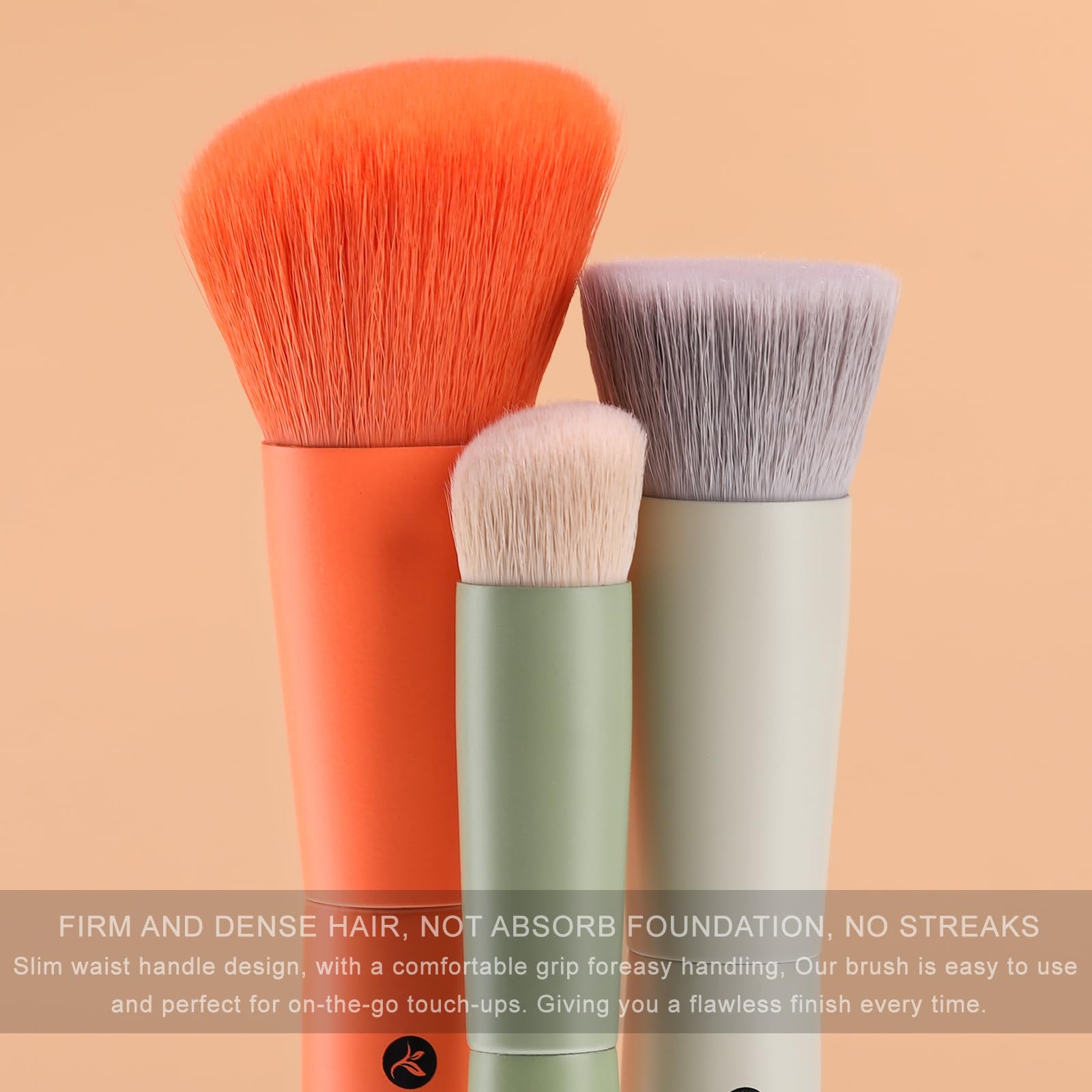 Kingmas 3Pcs Foundation Brush Contour Concealer Brush Set, Under Eye & Blusher Brush Kabuki Makeup Brushes For Face Blush Bronze