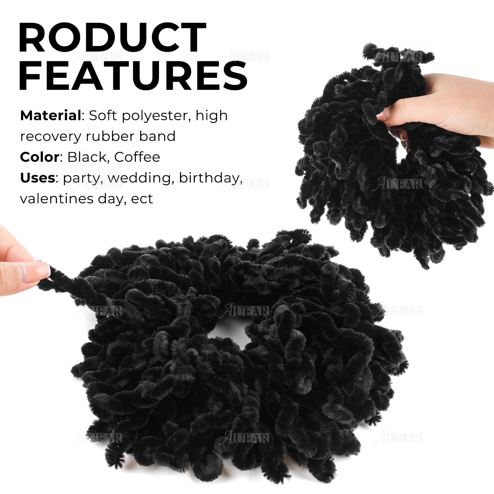 Auear, 2 Pack Volumising Hair Scrunchie Hijab Volumizer Headwear Hair Tie Ring Plain Big Hairbands For Women Girls (Black And Co