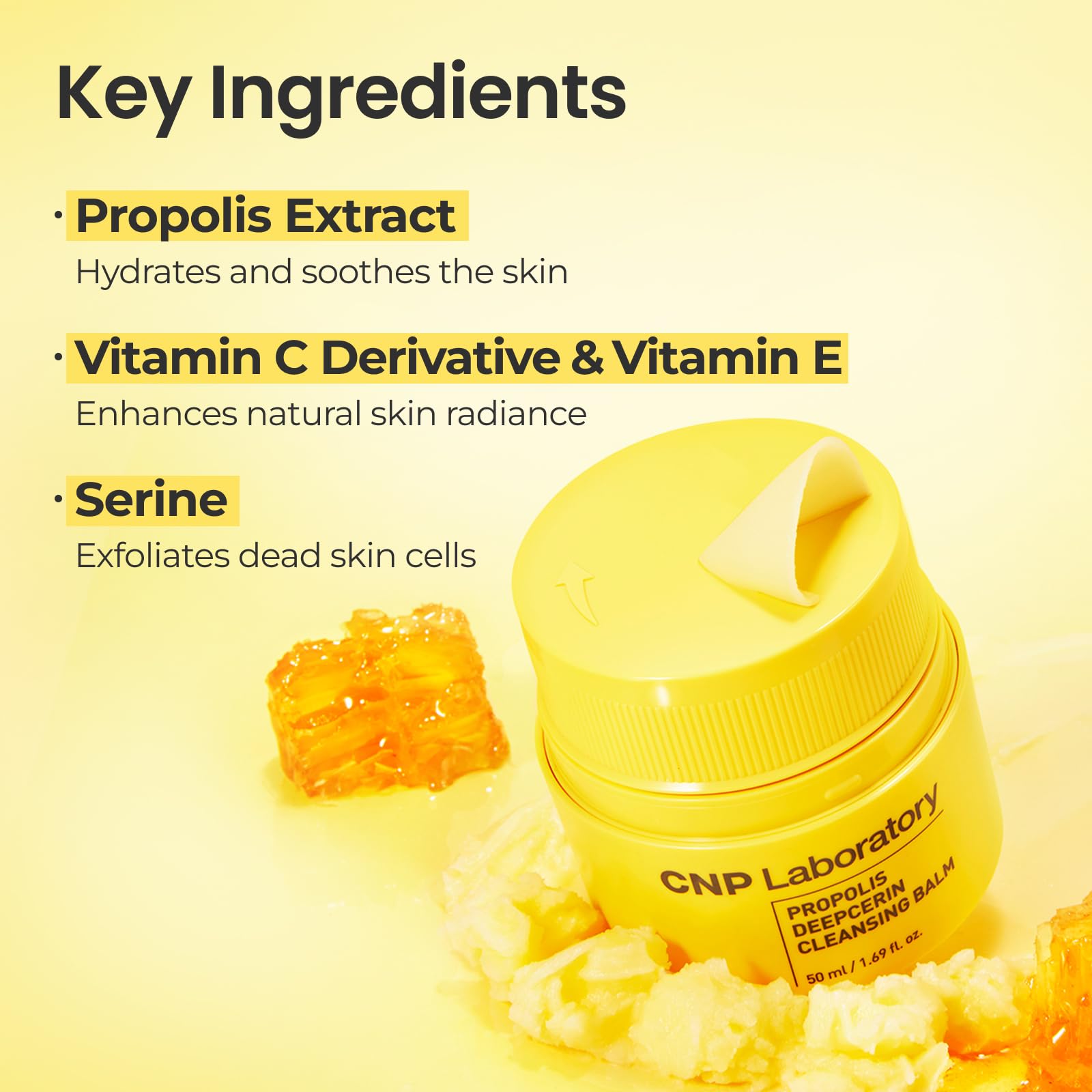 CNP Propolis Deepcerin Cleansing Balm - Soft Grinding Makeup Remover Balm, Buttery & Milky Texture, for Dry & Sensitive Skin, Ko