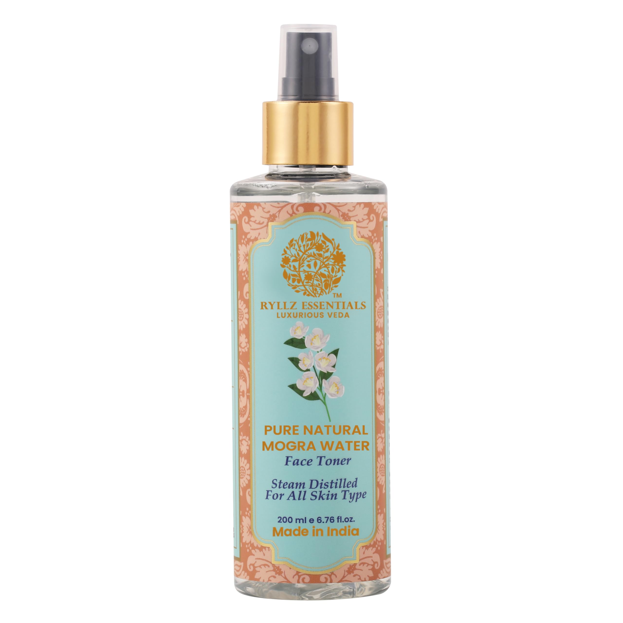 Ryllz Essentials Pure Natural Mogra Water Face Toner | Ph Balance, Skin Refining, Pore Tightening And Deep Cleansing | Madurai J
