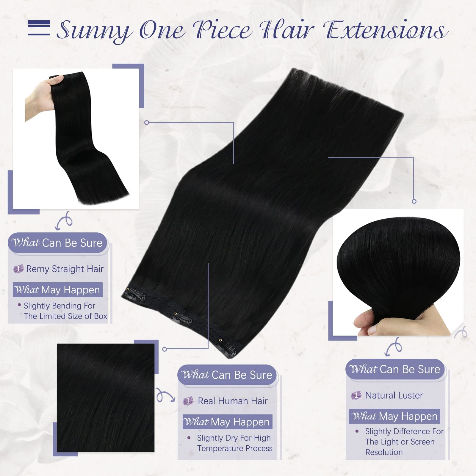 Sunny Black Clip In Hair Extensions Human Hair Jet Black Real Human Hair Clip In Extensions For Women Clip In Black Hair Extensi