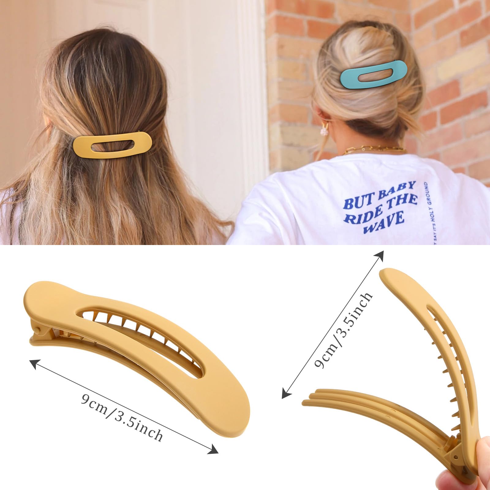 French Concord Flat Hair Clips - 6Pcs Curved Hair Claw No Slip Hair Clips Volume Strong Hold Clip Hair Claw For Women Girls