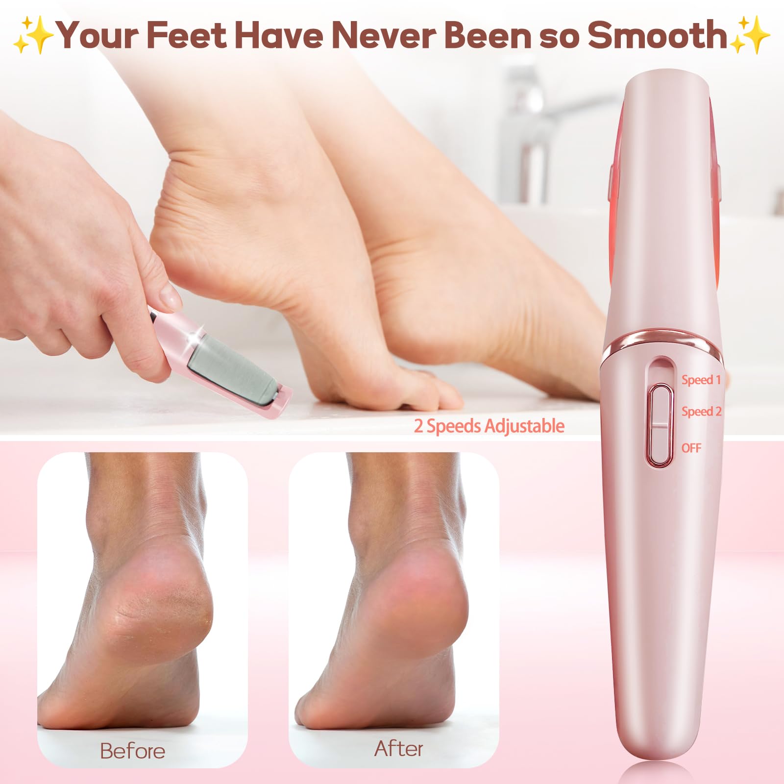 Smooth Pedicure Wand, Electric Foot Callus Remover Rechargeable Pedicure Tool Callus Remover For Feet Electronic Foot File, Feet