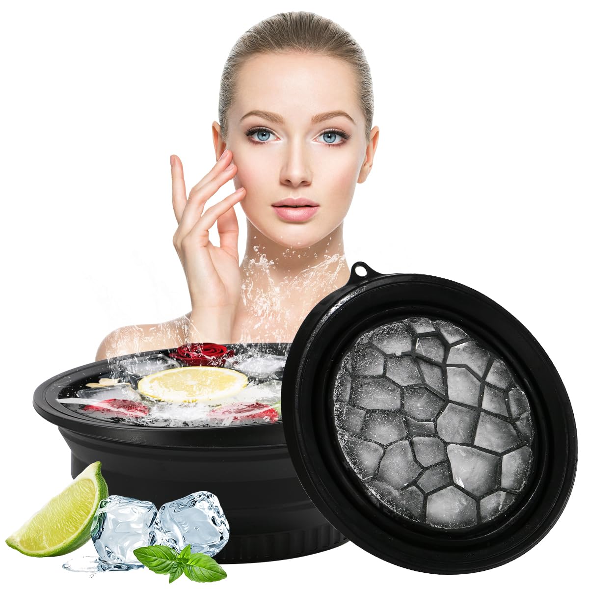 Face Ice Bowl Foldable Silicone Facial Ice Bath Kit Ice Pack Portable Facial Ice Therapy Bowl With BuiltIn Icetray For Cold Com