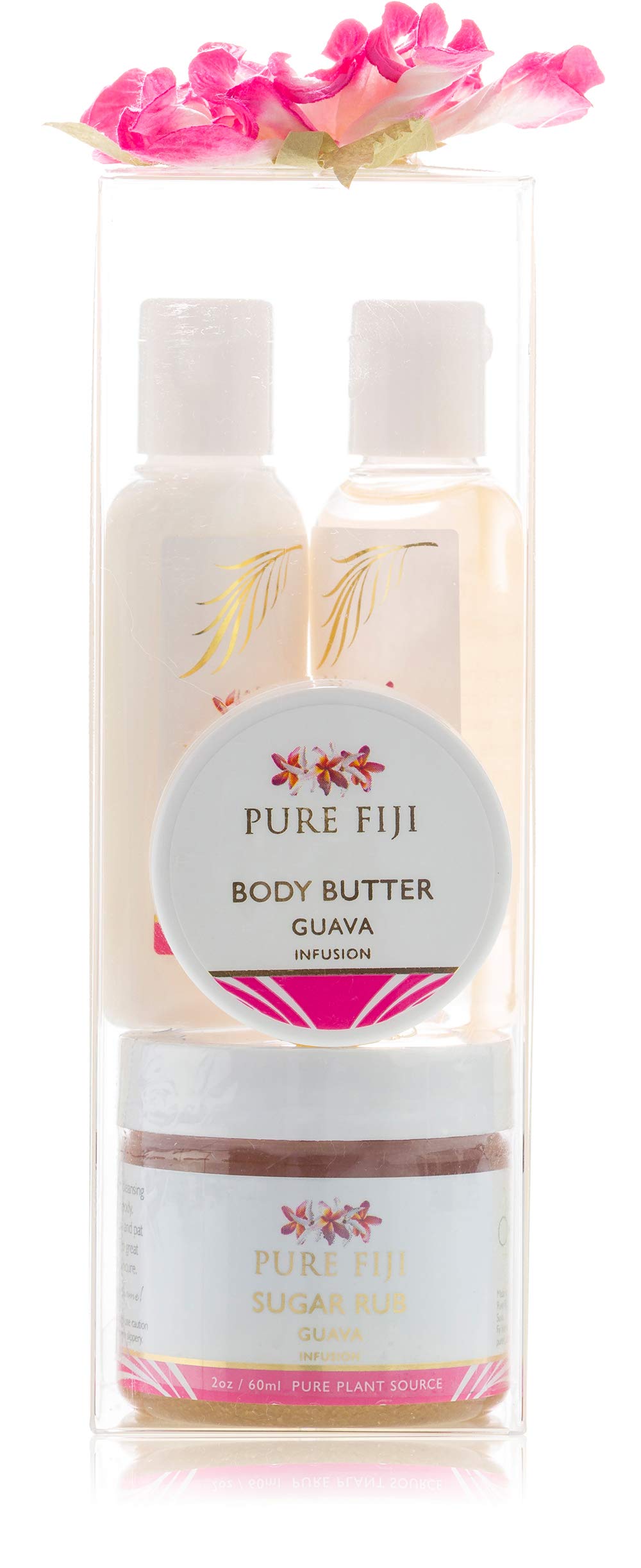 Pure Fiji Spa Gift for Women - Body Gift Box Include:Body Lotion 1Fl.Oz, Nourishing Exotic Oil 1 Fl.Oz, Body Butter 0.5oz & Suga