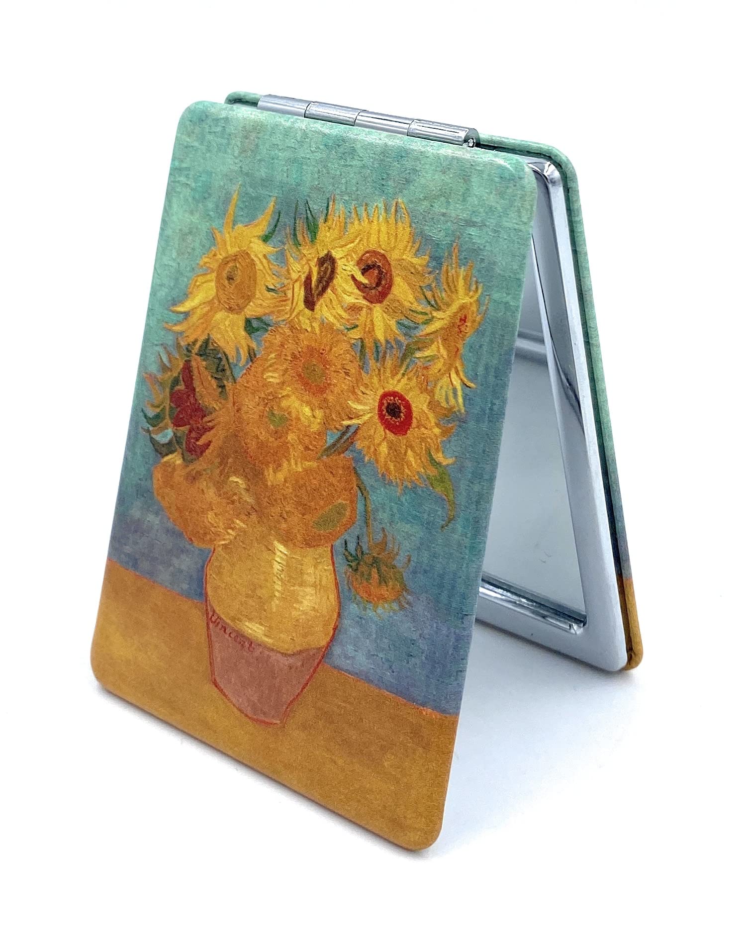 Aeisage Square Compact Mirror Rectangular Purse Mirror Small Cosmetic Mirror For Purses Handheld Mirror Van Gogh Sunflowers Gift