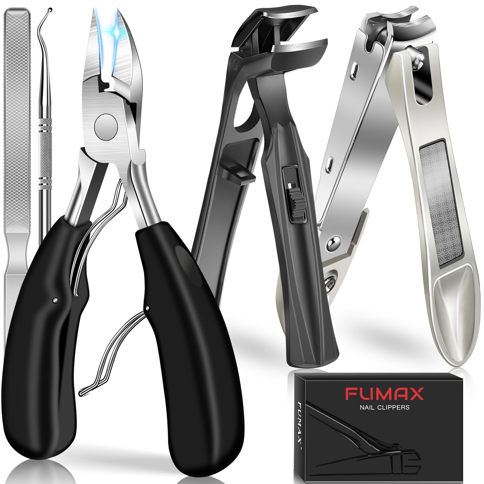 Nail Clippers for Men, Large Ingrown Toenail Clippers for Thick Toenails Long Handle, Angled Heavy Duty Nail Clippers for Senior