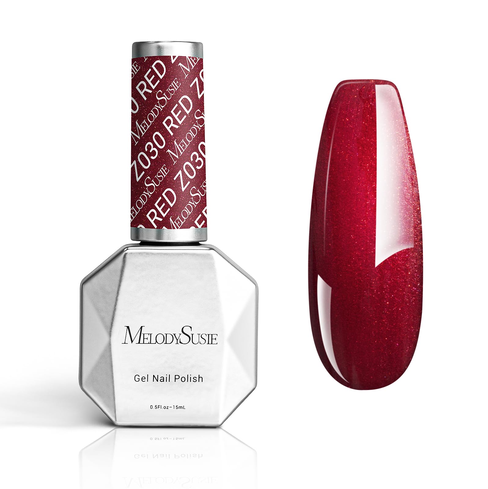 MelodySusie Red Glitter Gel Polish,15ml Glitter Velvet Red Gel Nail Polish Color Z030, Soak Off UV LED Nail Lamp Gel Polish Nail