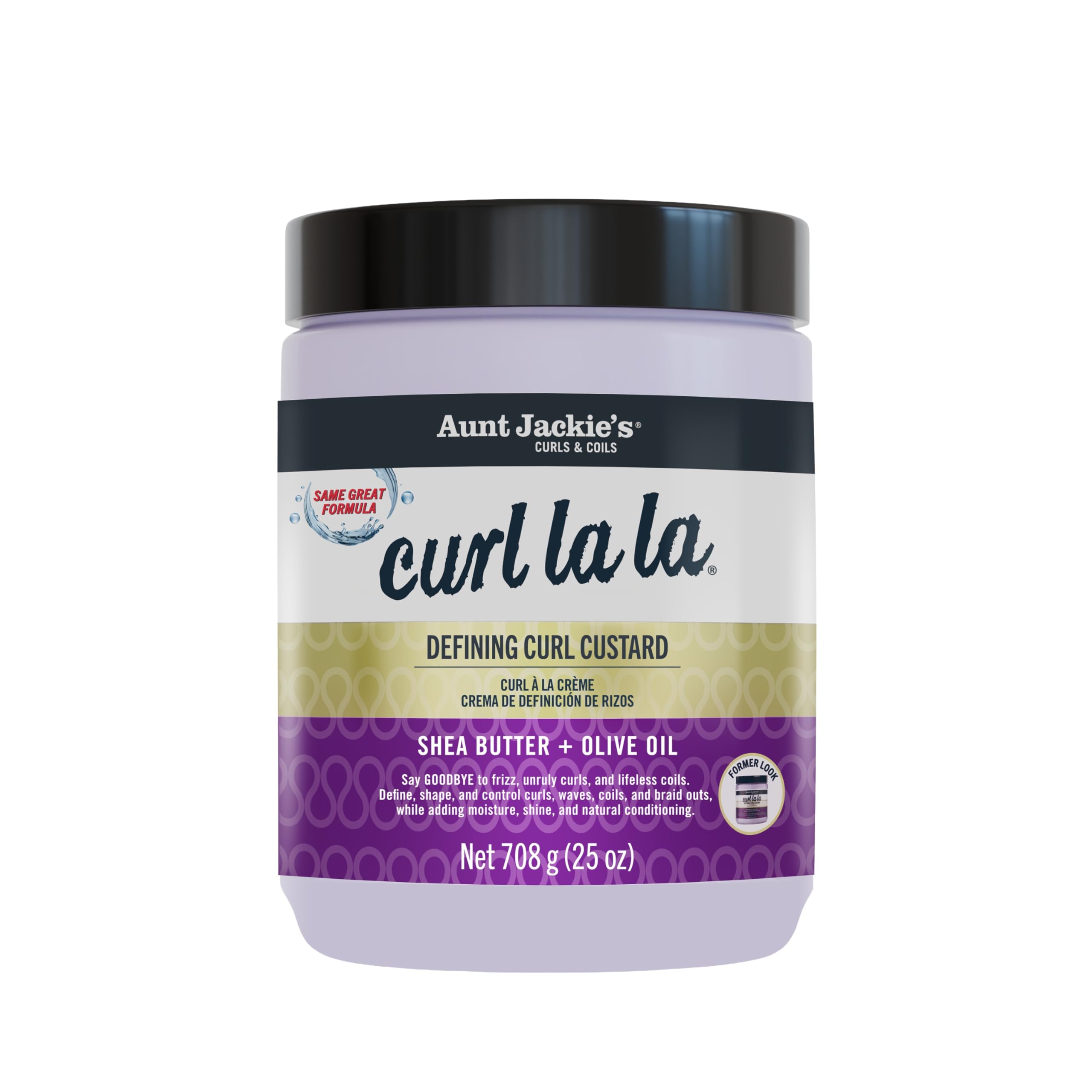 Aunt Jackies Curls & Coils Curl La La Defining Curl Custard  Bonus 25 oz  Shea Butter & Olive Oil  Defines Curls, Coils & Wa