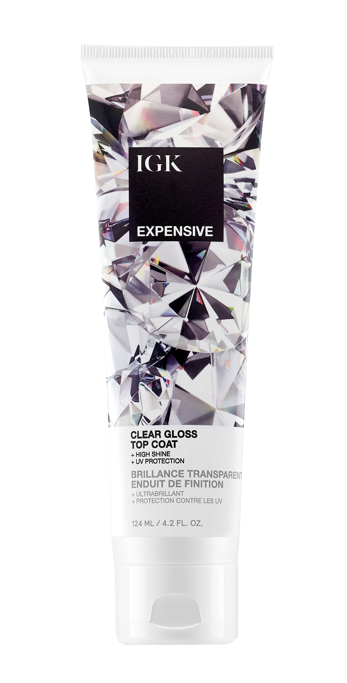 IGK EXPENSIVE Clear Gloss Top Coat  Shine + Strengthen + Smooth  Vegan + Cruelty Free  4.2 Oz
