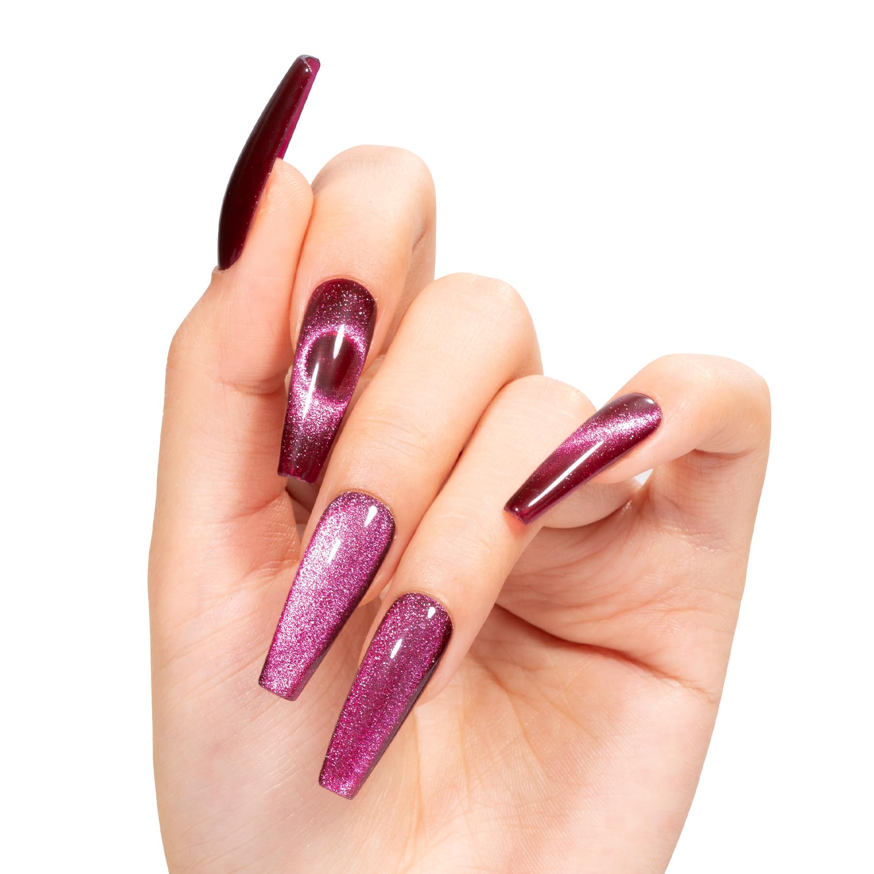 Maychao 15Ml Cat Eye Gel Nail Polish 1Pc Plum Gel Polish With Magnet Soak Off Holographic Magnetic Nail Polish For Nail Art Mani