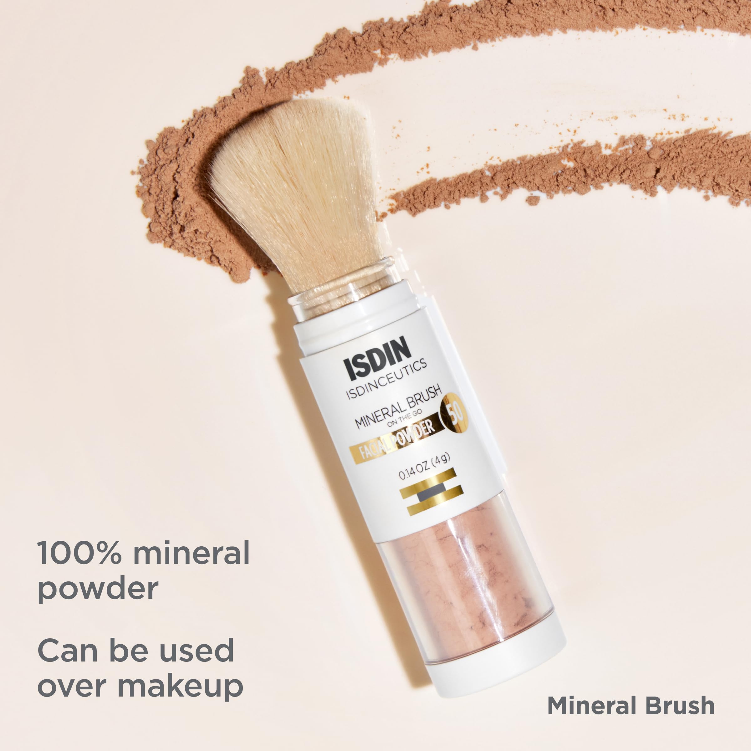 ISDIN Mineral Brush Powder, Facial Pollution and Blue Light Protection, a Complement to your Sun Care Routine, Suitable for Sens