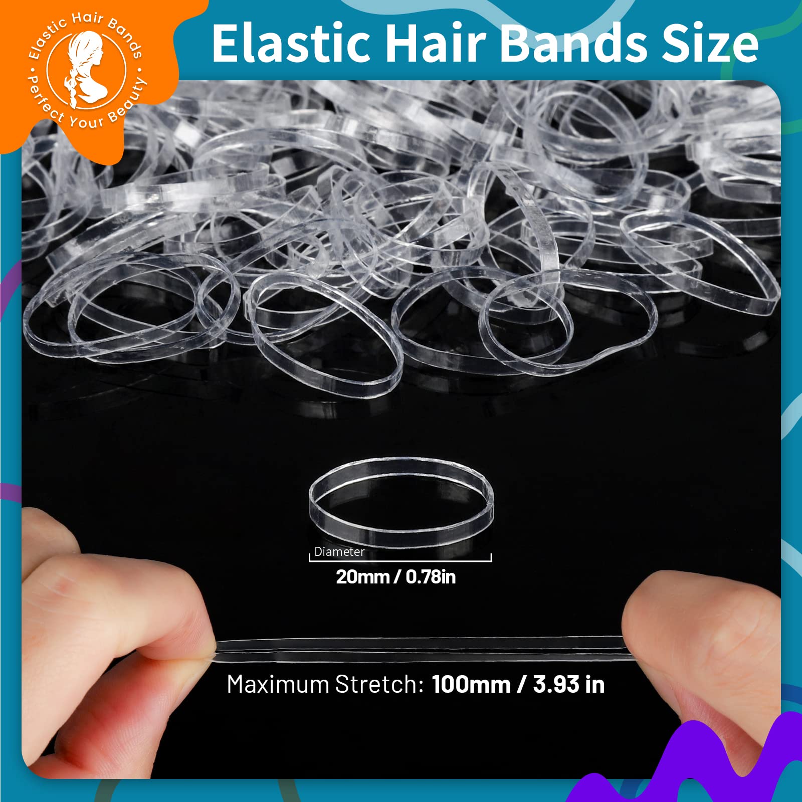 Teenitor Clear Hair Elastics,Clear Rubber Bands For Hair, Clear Hair Ties