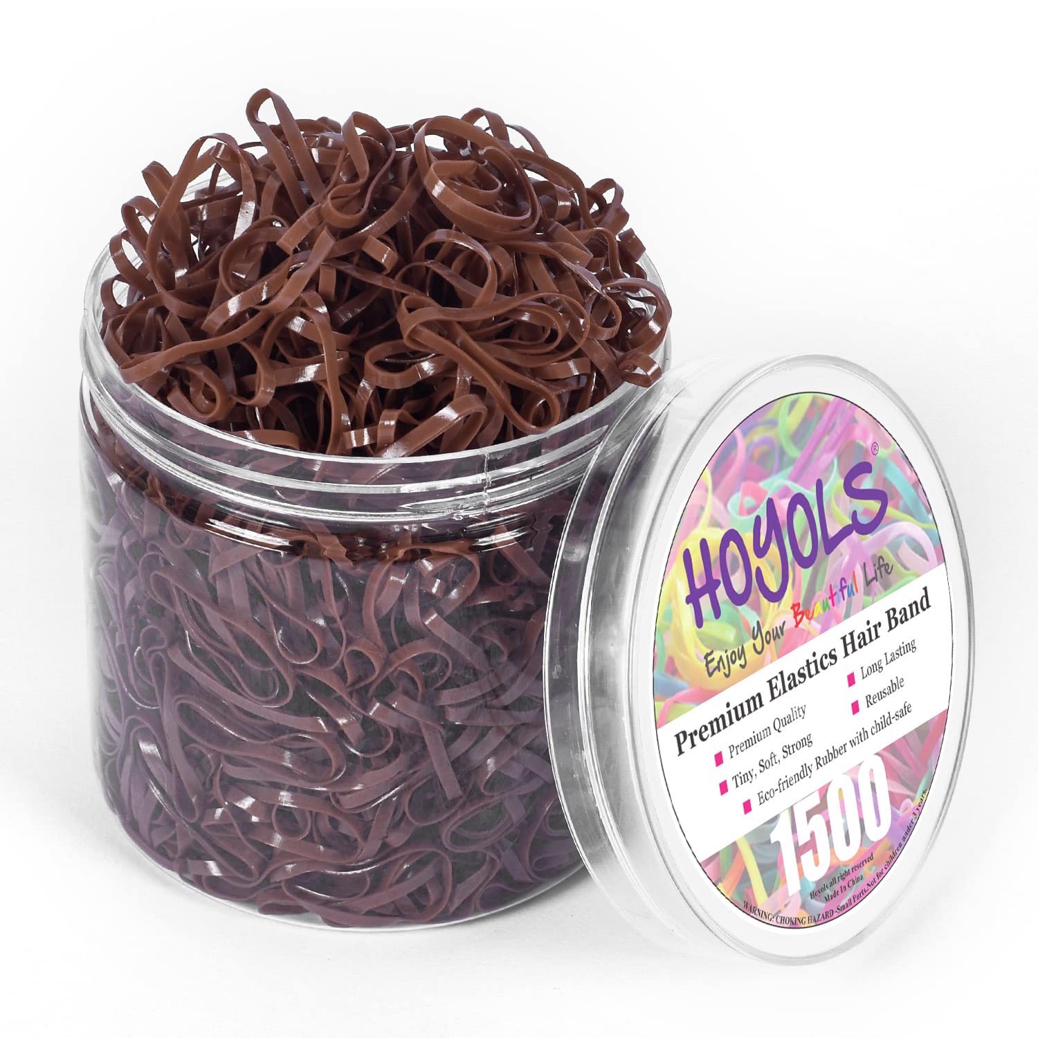 HOYOLS Brown Hair Ties Elastic Bands Small Rubber Bands for Girls Womens Hair No Damage Mini Stretchy Ponytail Holders Tiny Hair