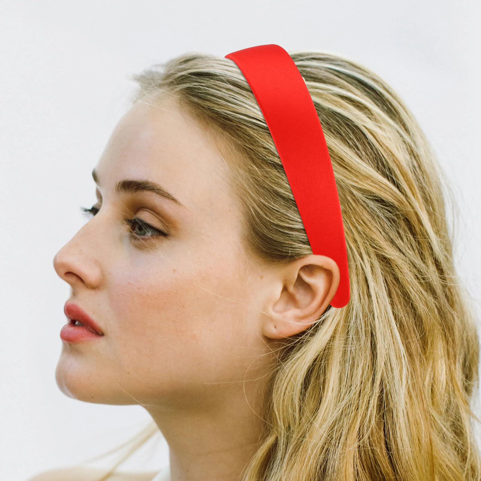 Velscrun Red Headband Satin Headbands For Women Girls Non Slip 1.3 Inch Women Hair Bands Halloween Cosplay Diy Holiday Head Band
