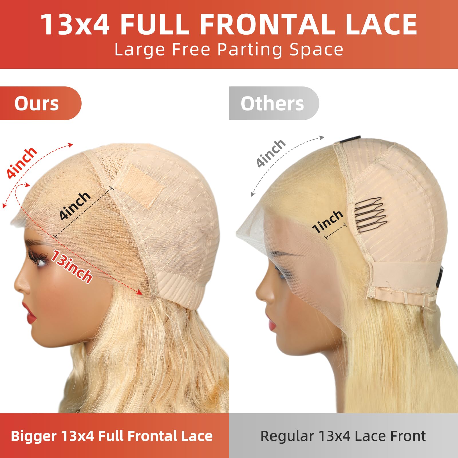 MEGALOOK Wear and Go Glueless Wigs Human Hair Pre Plucked Pre Cut 613 HD Lace Frontal Wig 13x4 HD Lace Front Wigs 613 Straight L