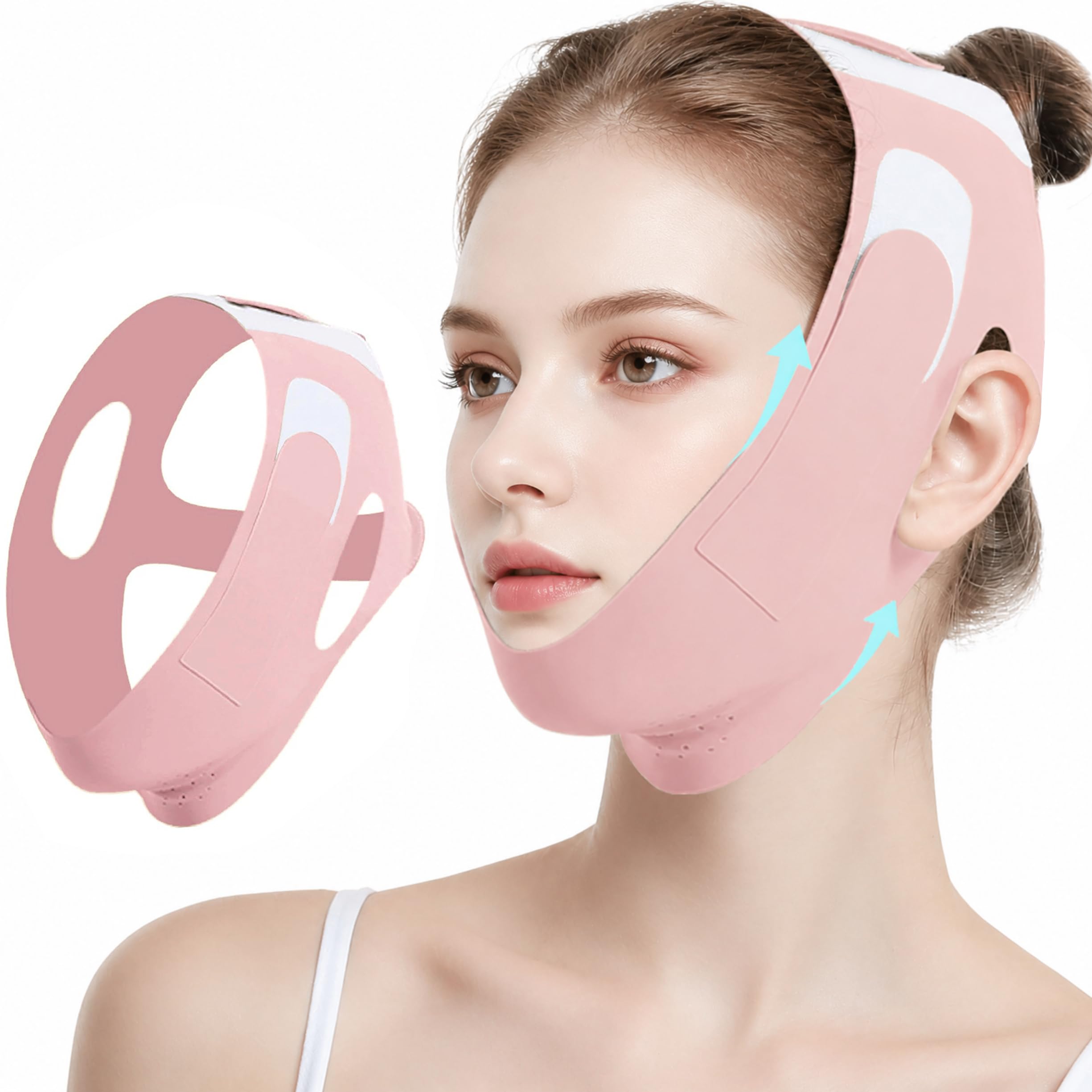 ZILVIAZ V Line Chin Strap for Sleeping, Adjustable Jawline Shaper for Women & Men, Breathable Cooling Fabric Face Slimming Strap