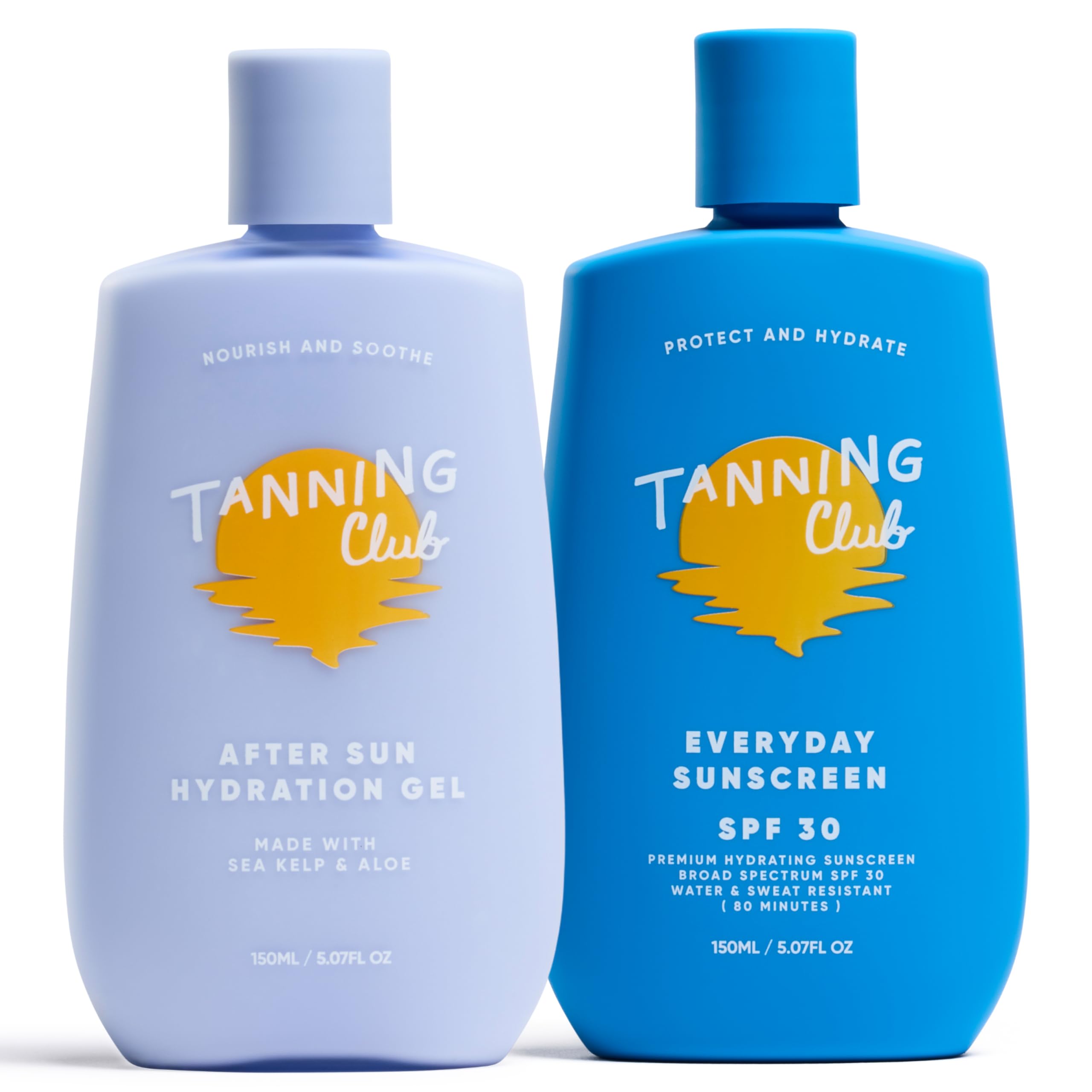 Tanning Club Daily Sun Defense Duo  Everyday Sunscreen SPF 30 (Water & Sweat Resistant, 80 Minutes) & Cooling Hydration Gel wit