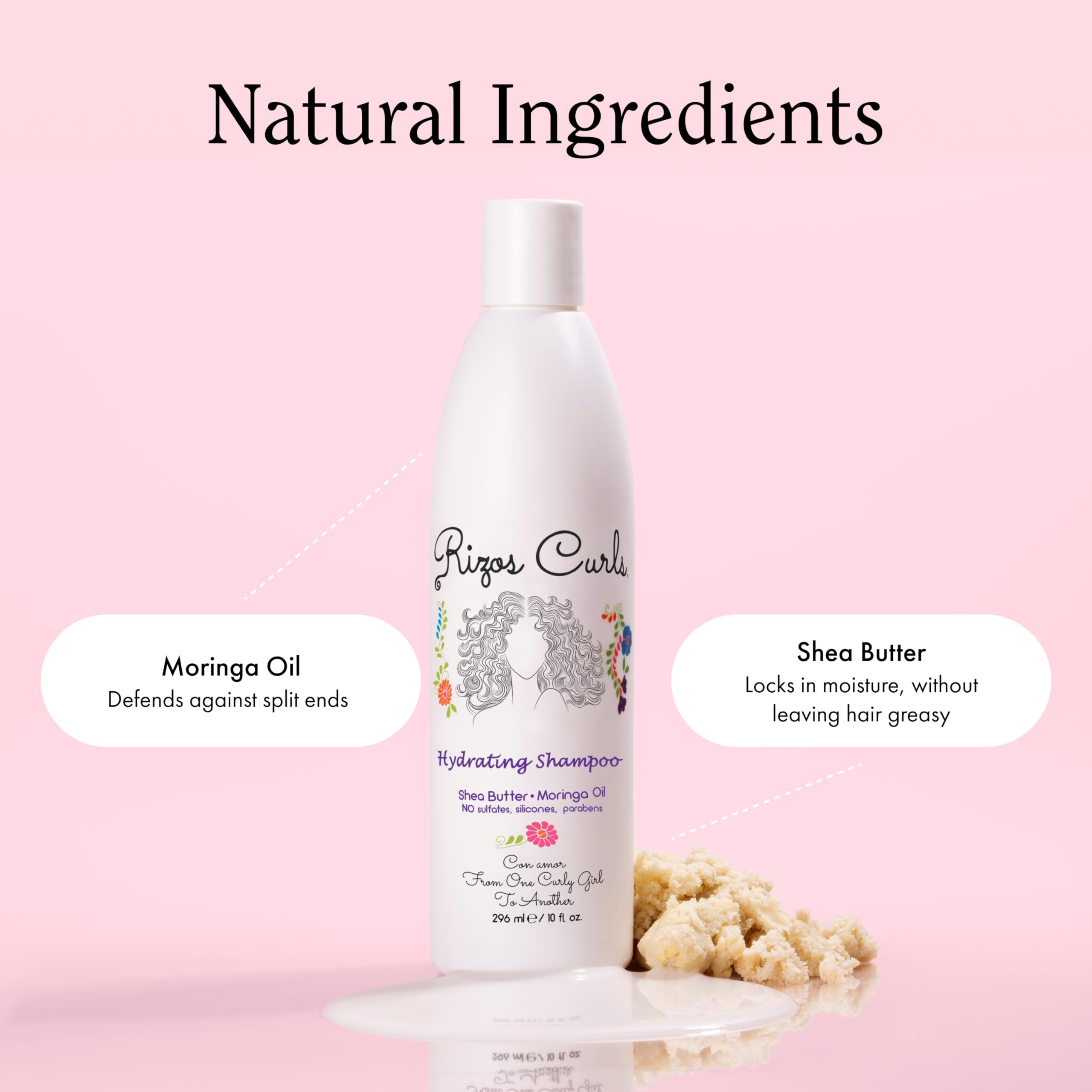 Rizos Curls Hydrating Shampoo, Gently Cleanse, Deeply Moisturizes & Nourishes Scalp, Soft & Healthy Hair from Shea Butter & Mori