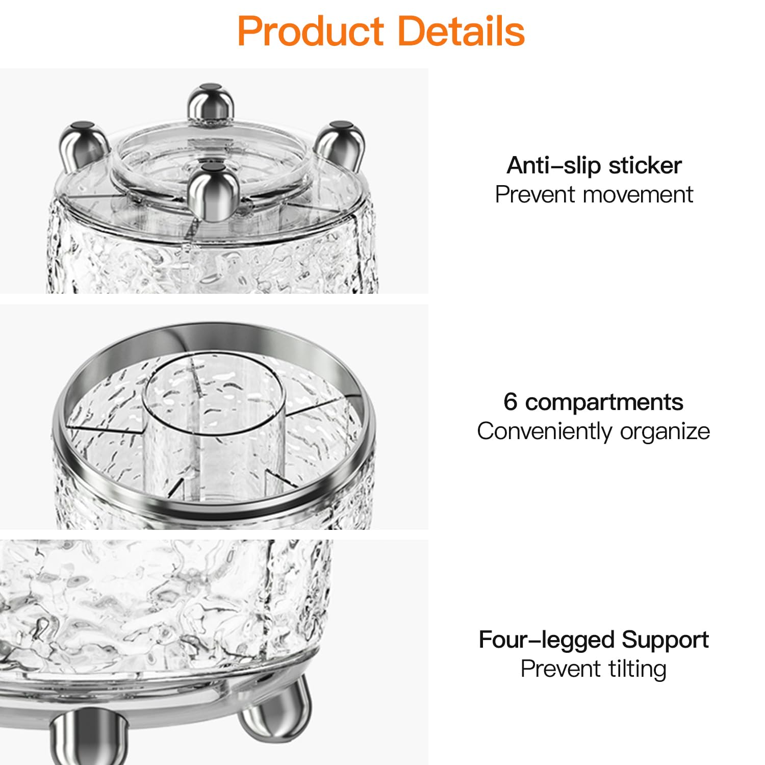 J Warrior Makeup Brush Holder With Lid 360 Rotating Dustproof Cosmetic Tools Organizer With Cover For Vanity, Dustproof Spinning