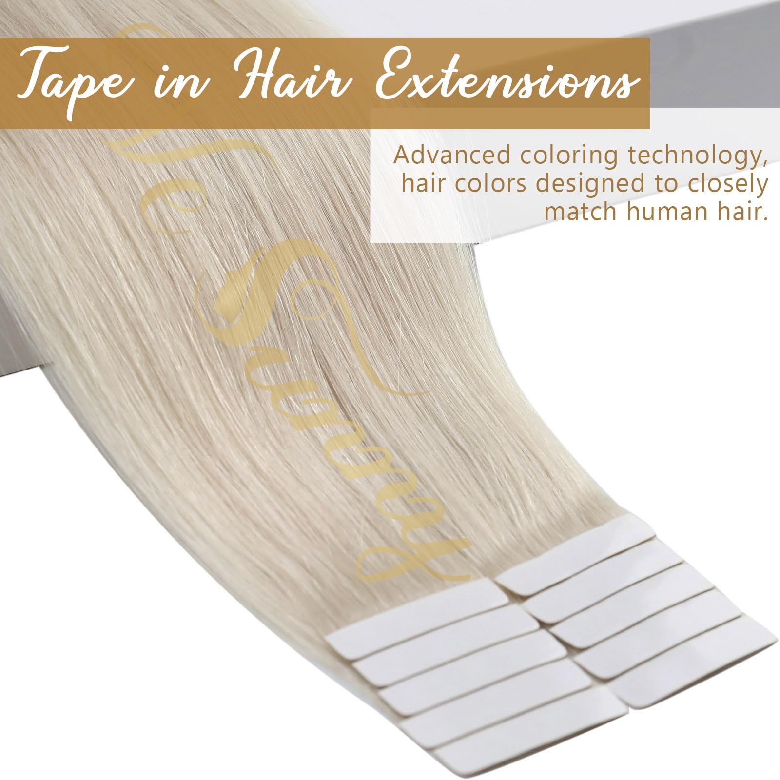 Ve Sunny Tape In Hair Extensions Human Hair Blonde Tape On Hair Extensions Platinum Blonde Hair Extensions Real Human Tape Ins B