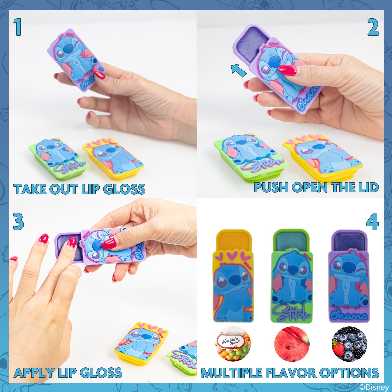 Stitch Girls Beauty Makeup Case Kit, Real Washable Makeup Set, Play Makeup, Party Favor, Birthday, Ages 3 4 5 6 7 8 9 10 11 12 B