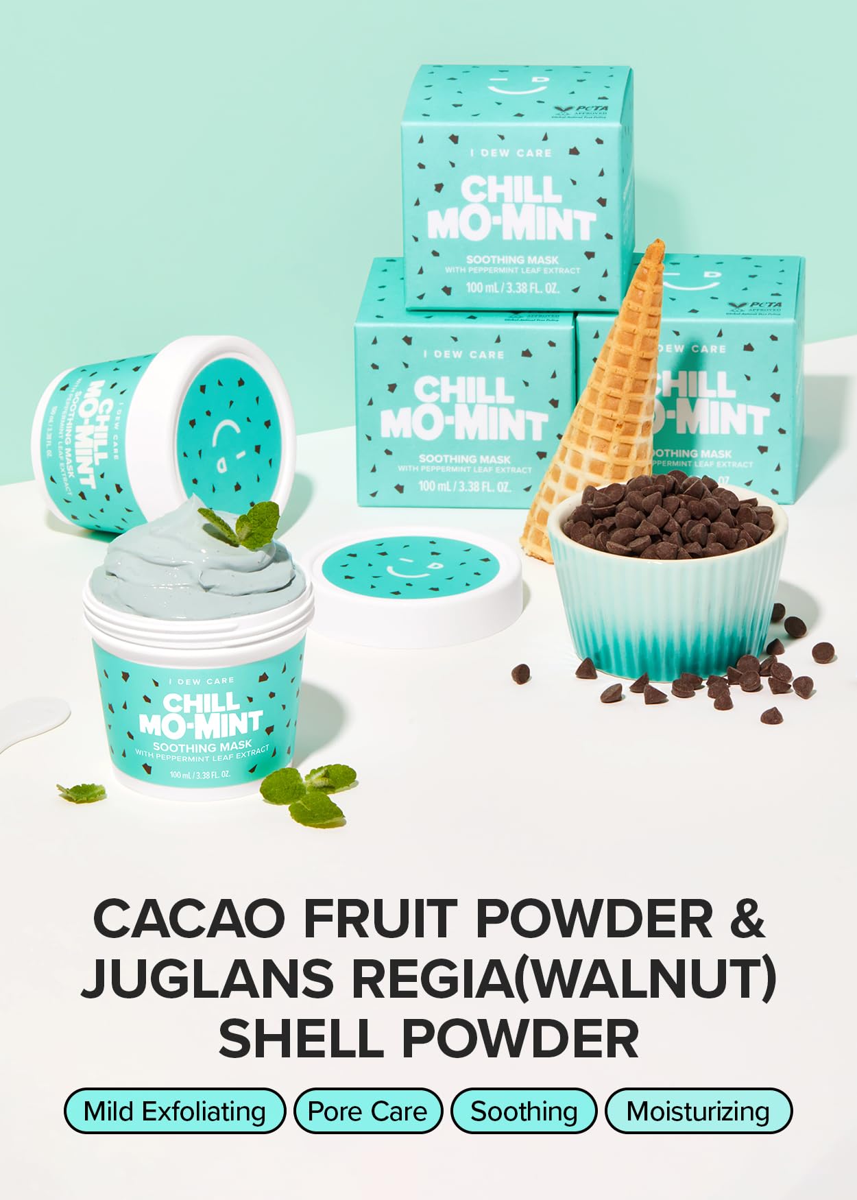 I Dew Care Wash Off Face Mask - Chill Mo Mint | Soothing Mask With Peppermint Leaf Extract, Korean Face Mask Skin Care For Face,