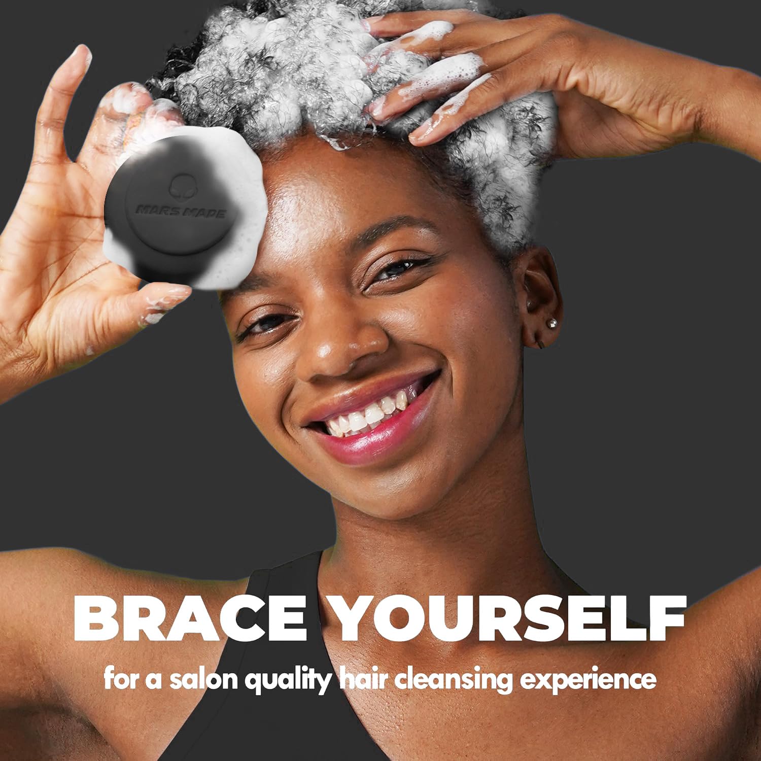 MARS MADE Charcoal Shampoo Bar - Hydrating Natural Soap for All Hair Types, 120g (4.23oz), Charcoal Color