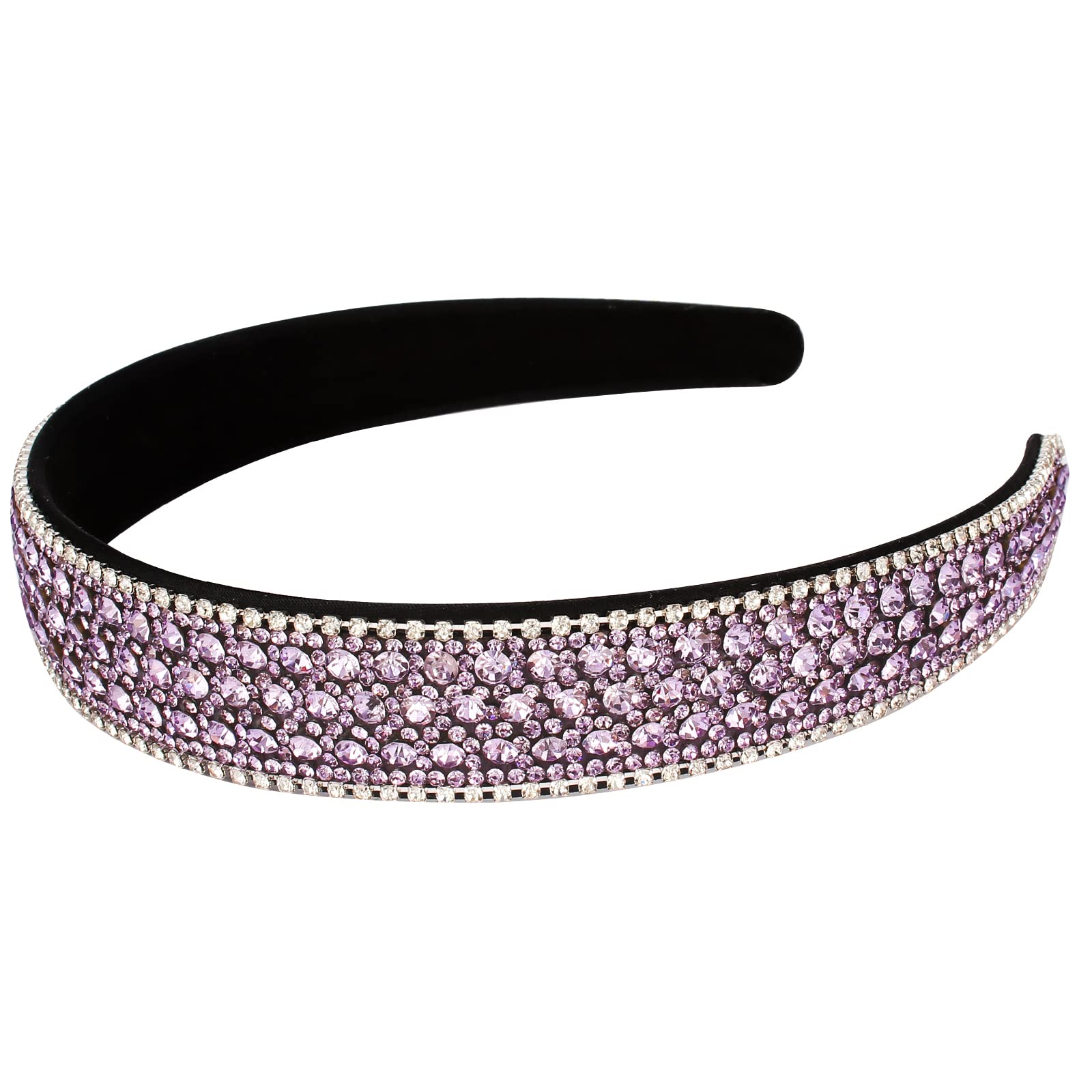 Wecoe Purple Rhinestone Headband for Women and Girls, Nonslip Fashion Bling Sparkly Crystal Diamond Thin Headband, Holiday Birth