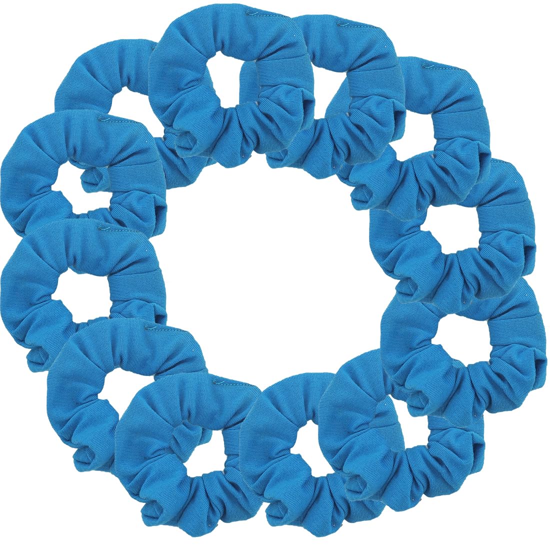 12 Pack Solid Hair Ties Scrunchies (Blue)