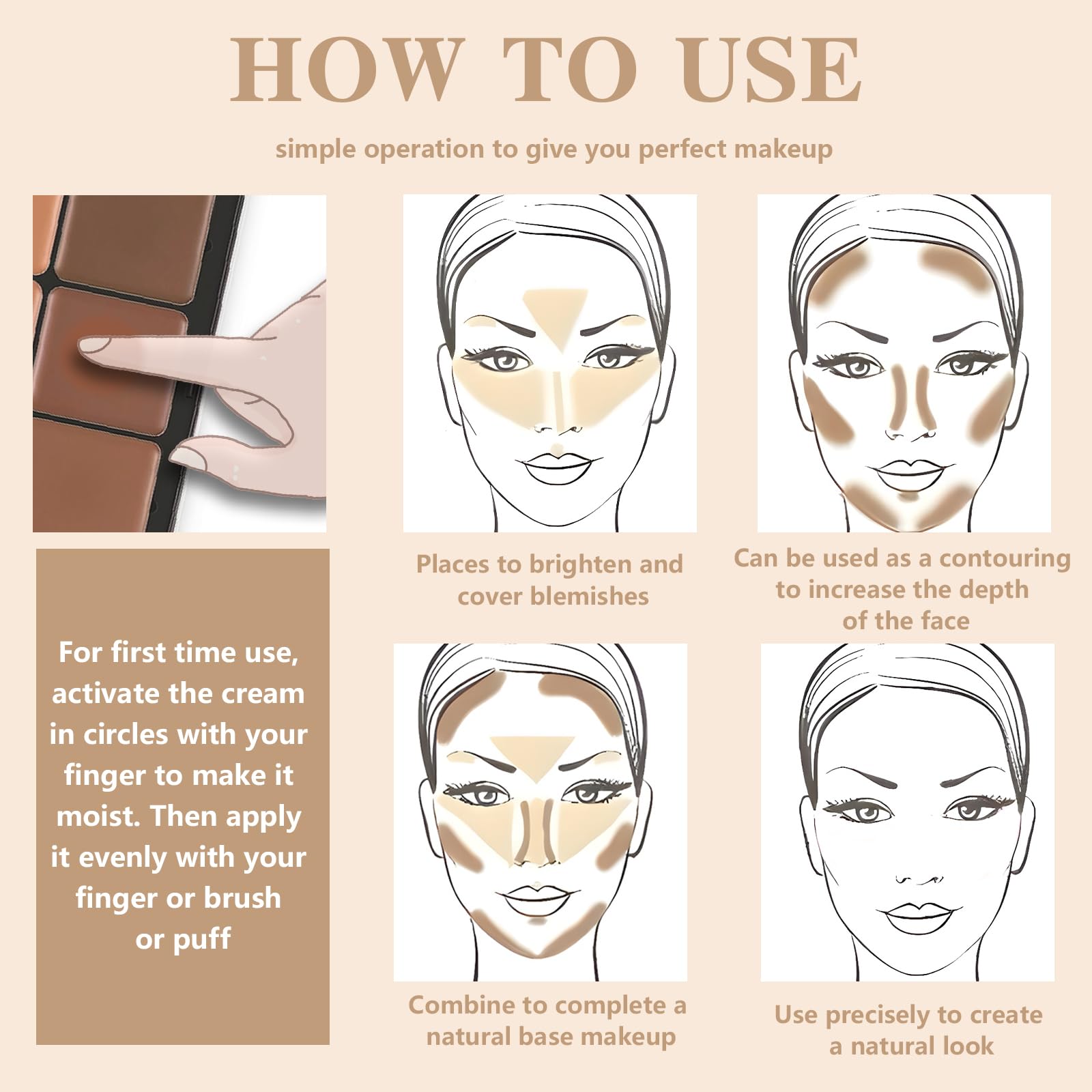 Hosaily 12 Colors Cream Concealer Foundation Palette, Long-Wearing Smudge Proof Blendable Full Coverage Cream Contour Blush High
