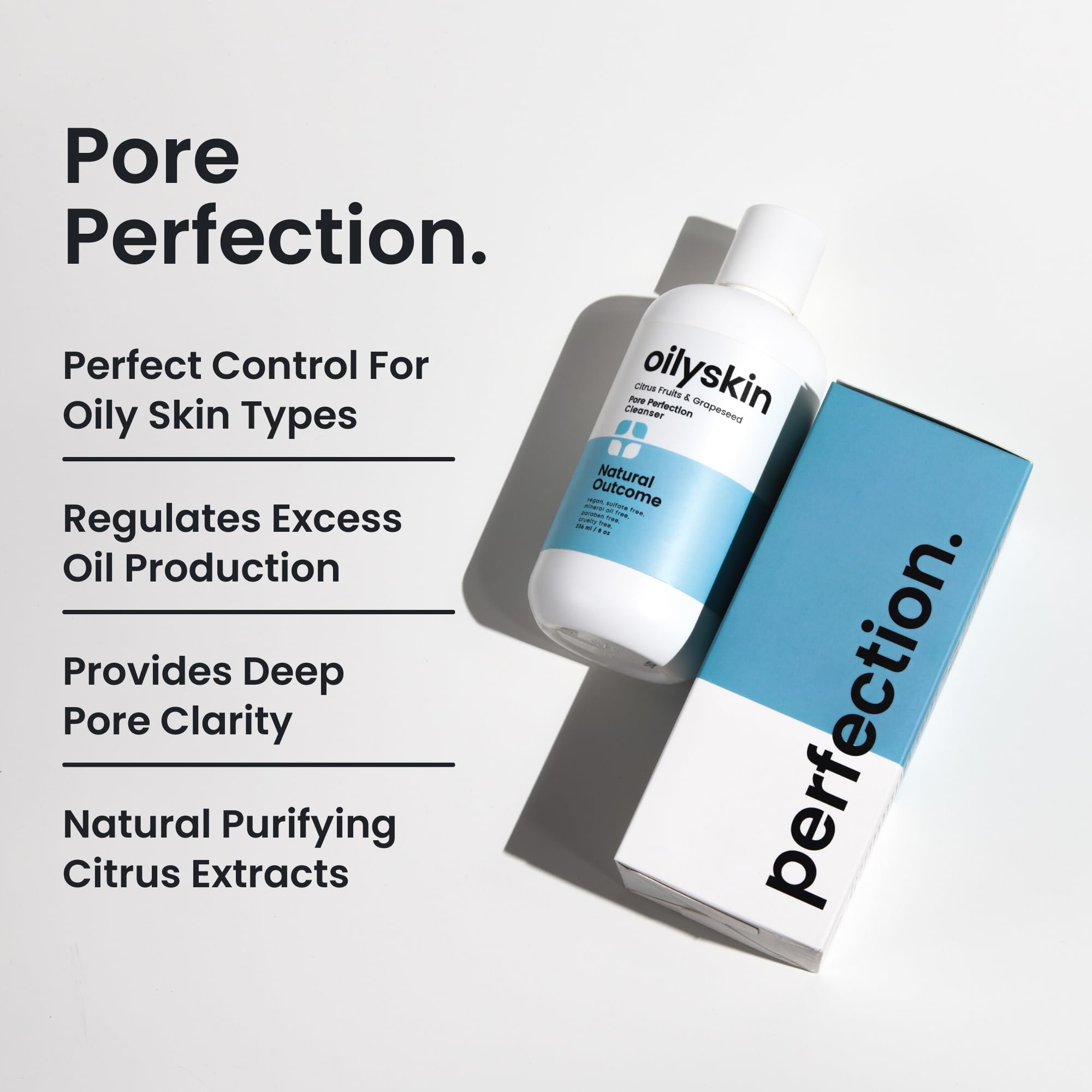 natural outcome Oily Skin Cleanser | Oil Control Daily Face Wash | Pore Hydrating Non-Greasy Cleansing Gel with Purifying Citrus