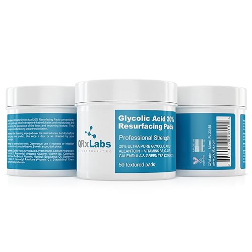 Qrxlabs Glycolic Acid 20% Resurfacing Pads For Face & Body With Vitamins B5, C & E, Green Tea, Calendula, Allantoin - Exfoliates